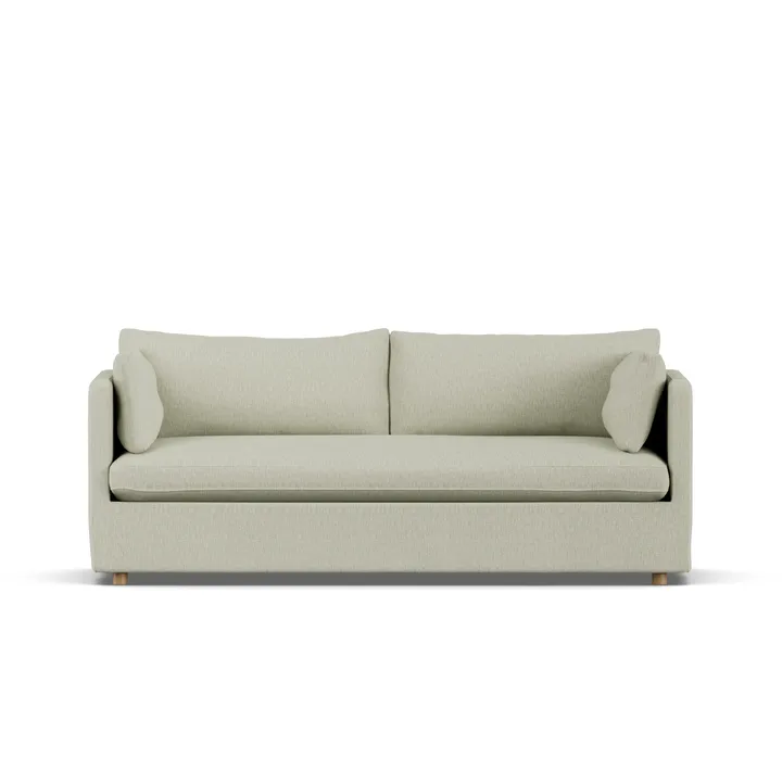 Linnevik soffa - Luiza Beige 3981-vitoljad ek, 3-sits, med kappa - 1898