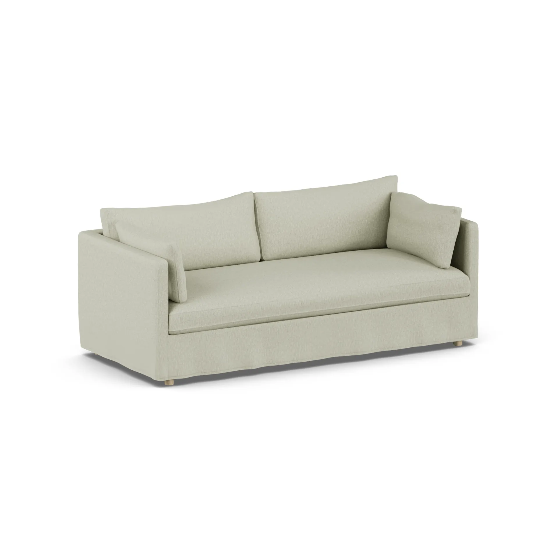 Linnevik soffa, Luiza Beige 3981-vitoljad ek, 3-sits, med kappa 1898