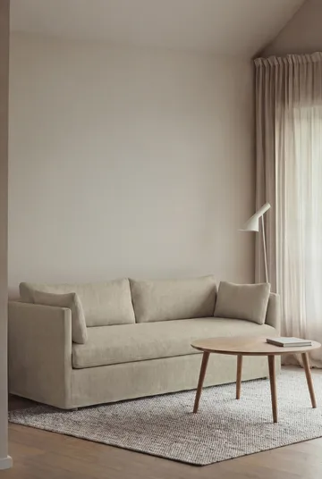 Linnevik soffa - Luiza Beige 3981-vitoljad ek, 3-sits, med kappa - 1898