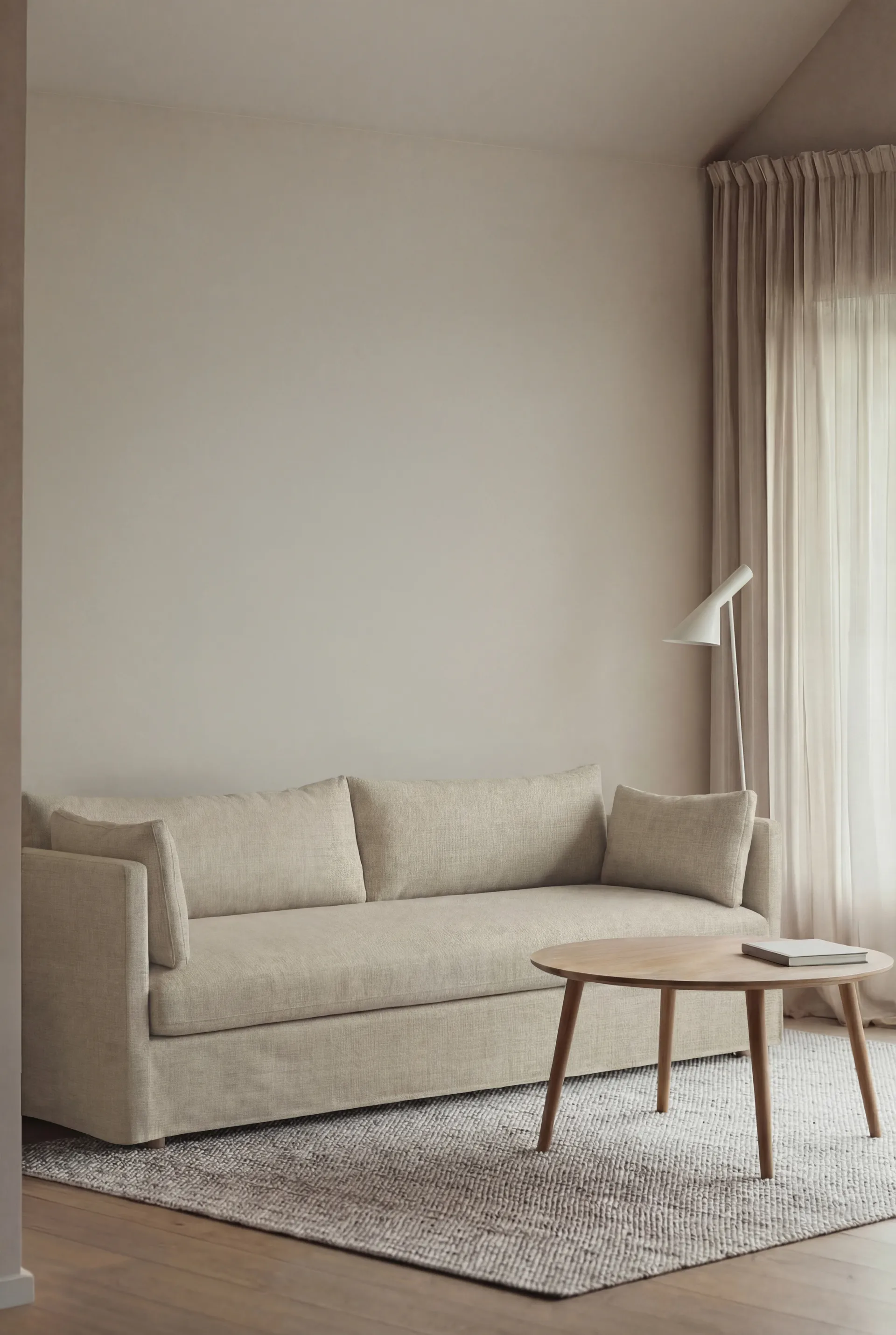 Linnevik soffa, Luiza beige 3981-vitoljad ek, 4-sits, med kappa 1898