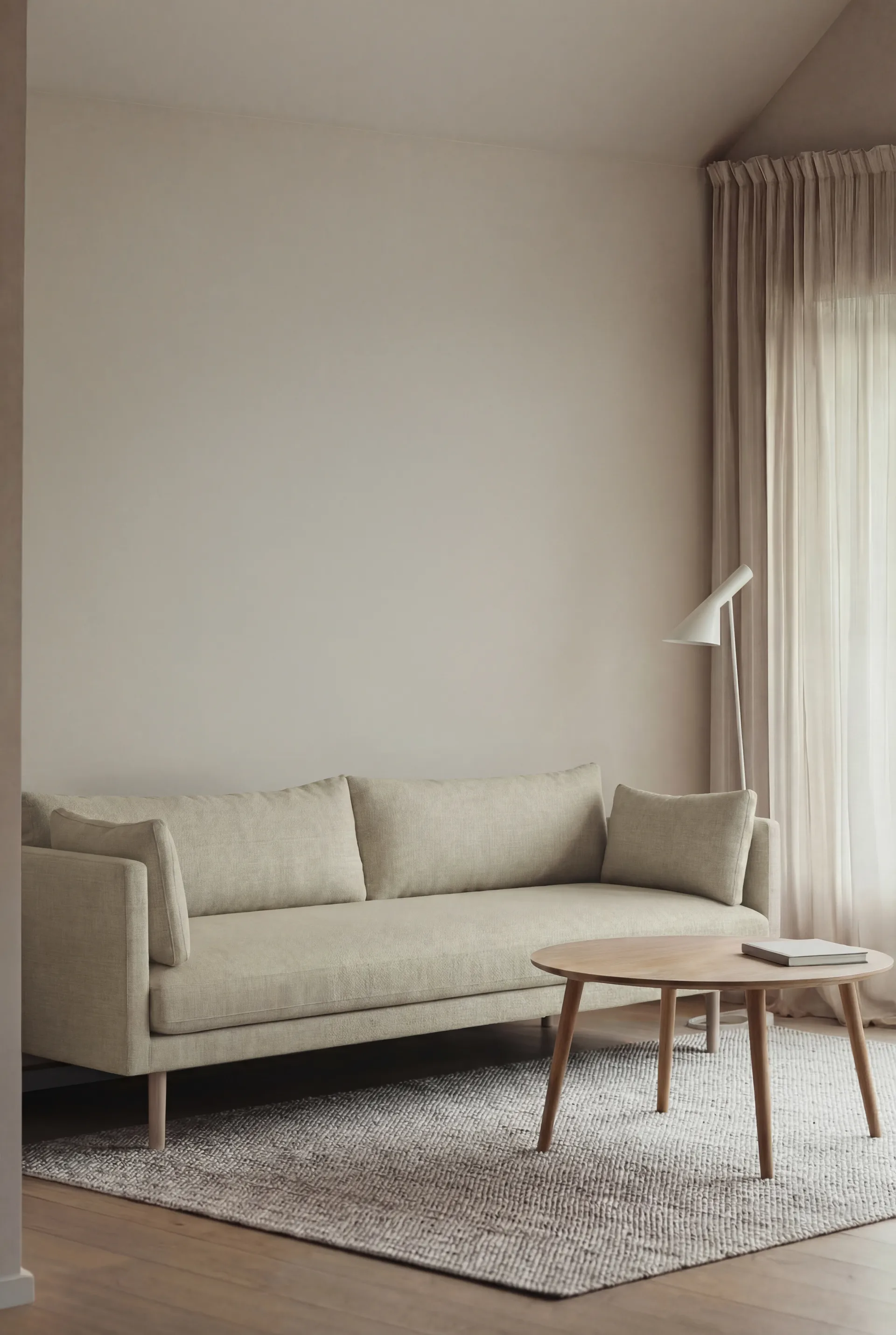 Linnevik soffa, Luiza Beige 3981-vitoljad ek, 4-sits, utan kappa 1898