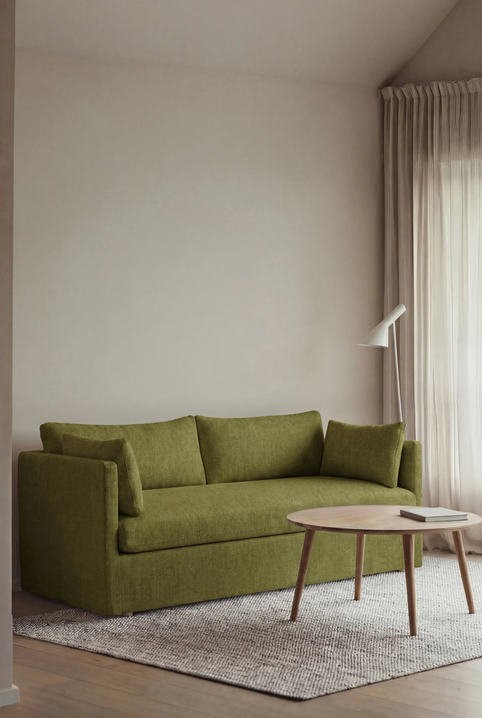 Linnevik soffa, Luiza Green 3975-vitoljad ek, 2-sits, med kappa 1898