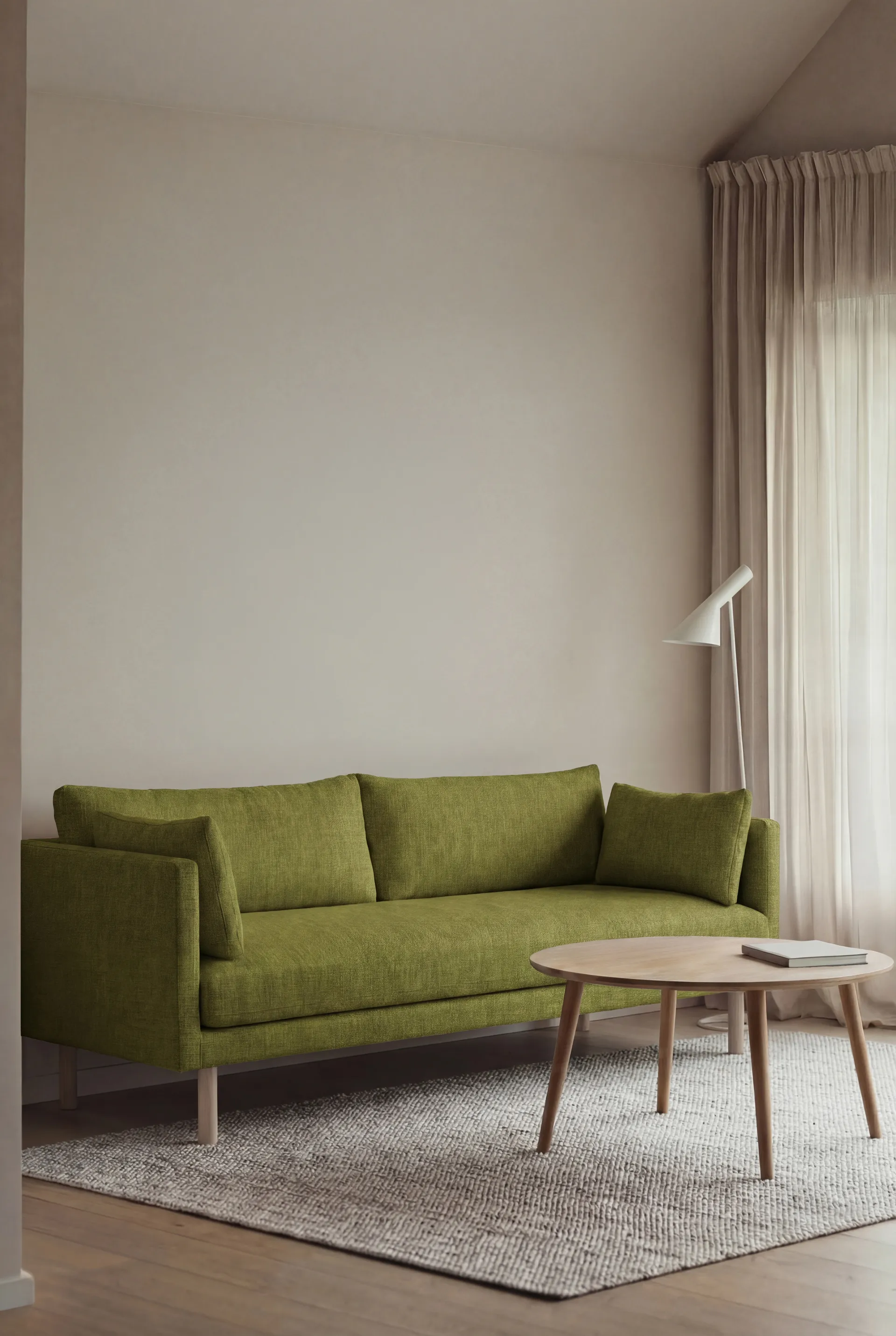 Linnevik soffa, Luiza Green 3975-vitoljad ek, 3-sits 1898