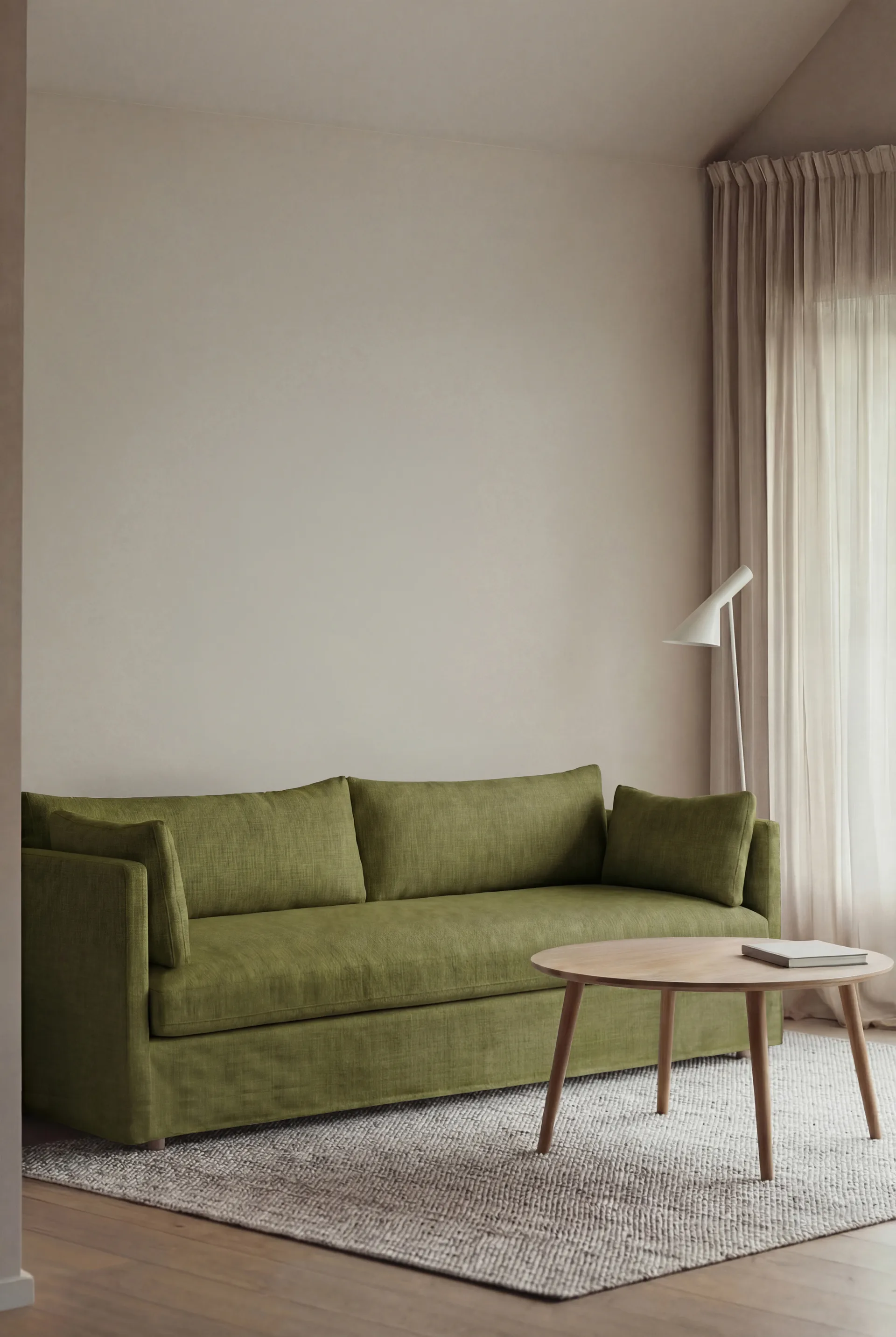 Linnevik soffa, Luiza Green 3975-vitoljad ek, 4-sits, med kappa 1898