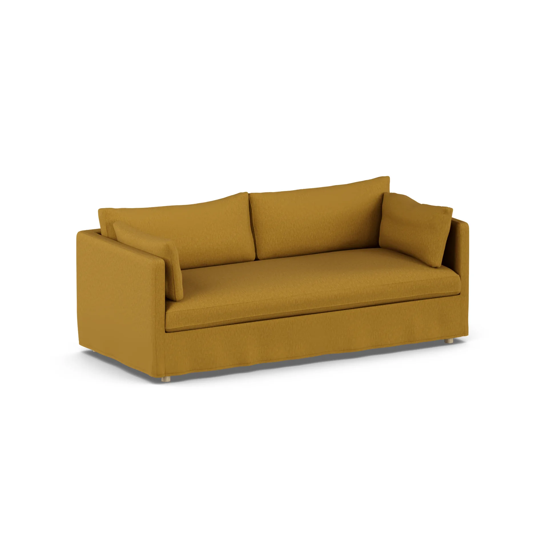 Linnevik soffa, Luiza Mustard 3972-vitoljad ek, 3-sits, med kappa 1898