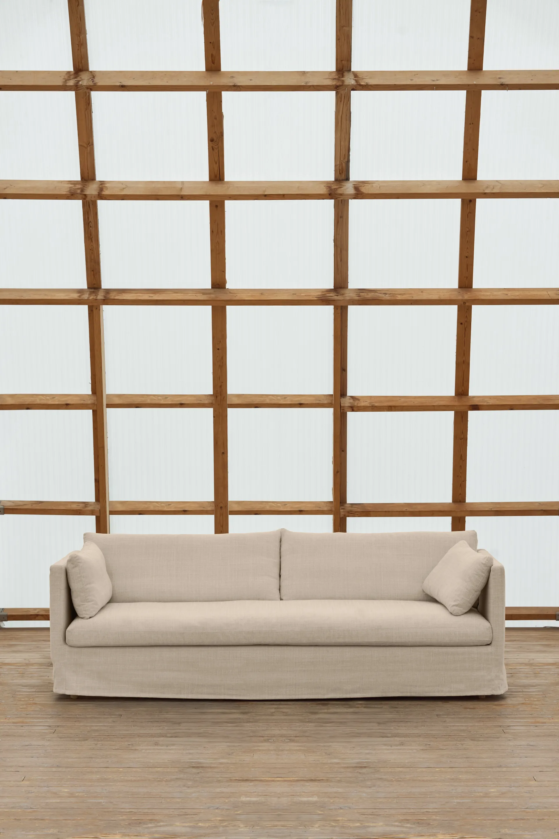 Linnevik soffa, Same Beige 6670-vitoljad ek, 4-sits, med kappa 1898