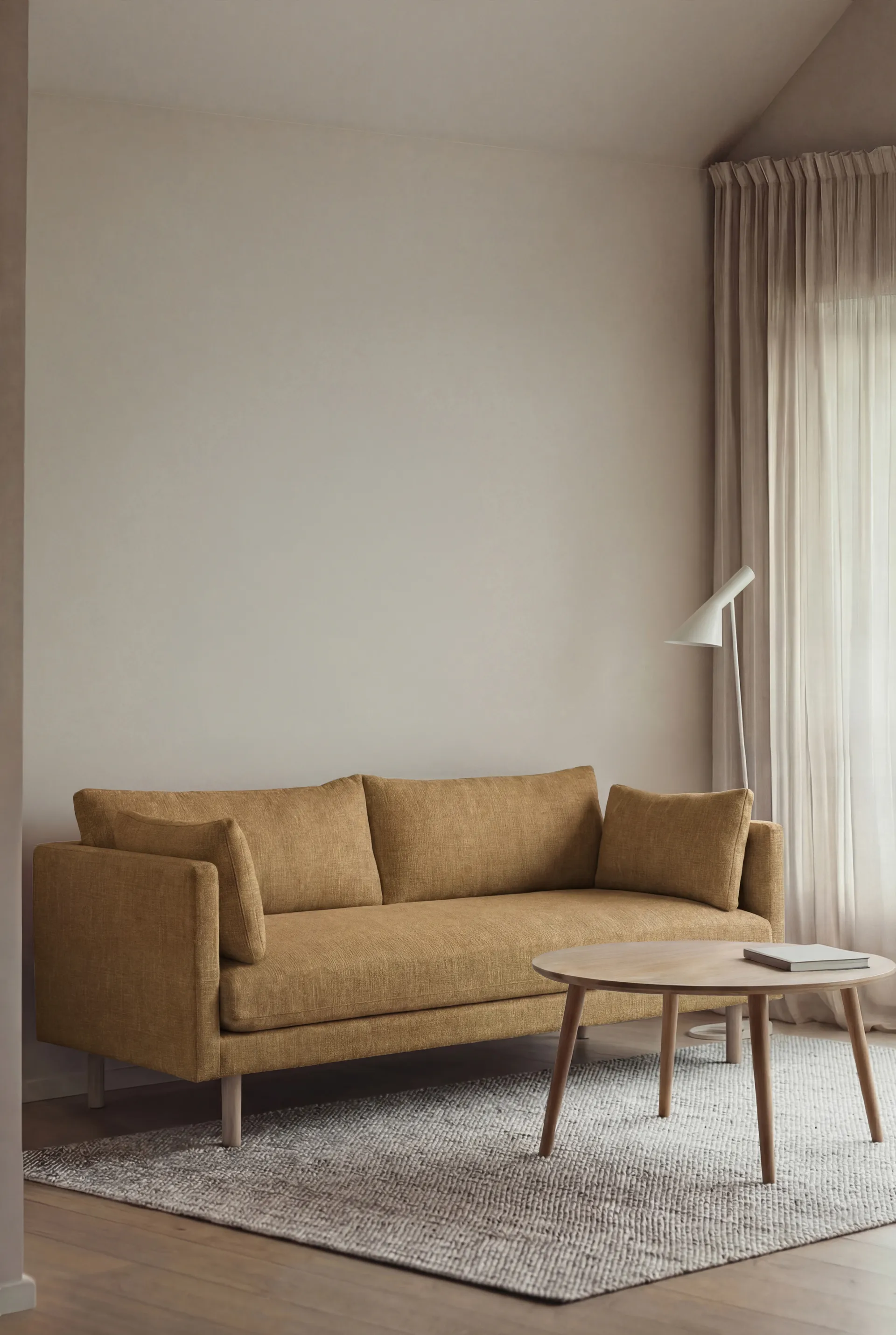 Linnevik soffa, Same Ochre 6676-vitoljad ek, 2-sits, utan kappa 1898