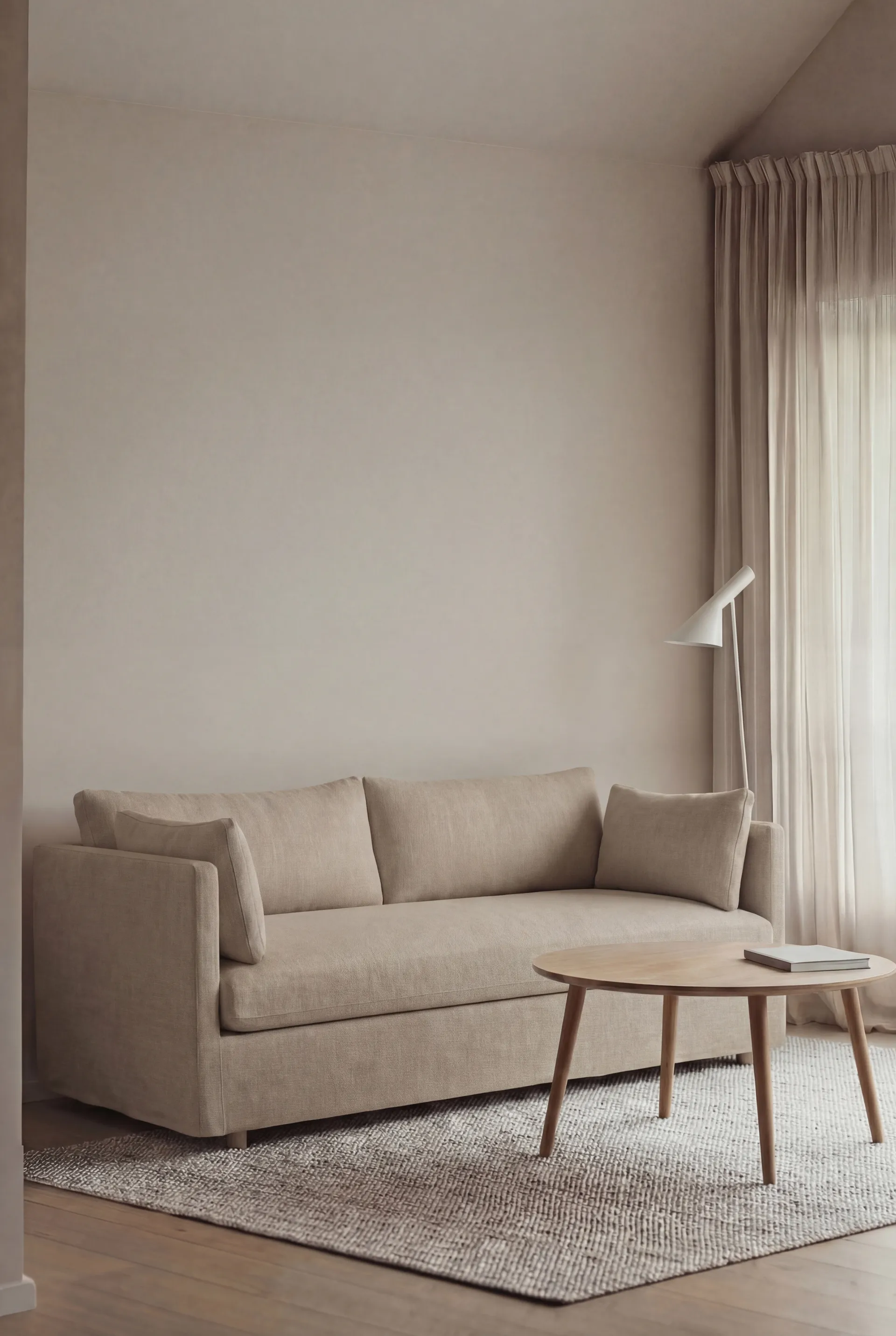 Linnevik soffa, Same Sand 6672-vitoljad ek, 2-sits, med kappa 1898