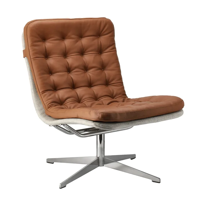 Loholm fåtölj med snurrfunktion - Konjaksfärgat läder-Bern Beige 0341 - 1898
