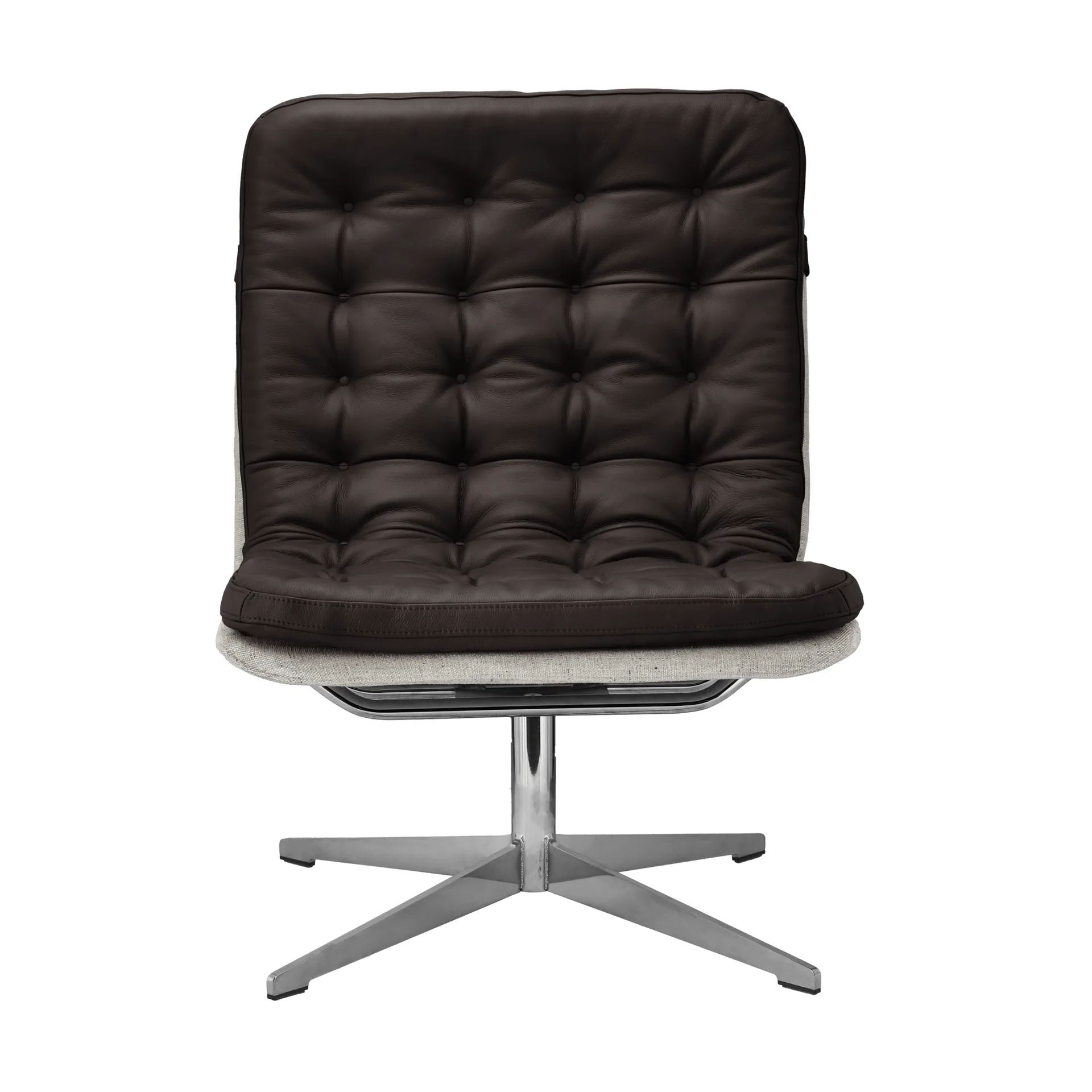 Loholm fåtölj med snurrfunktion, Mörkbrunt läder-Bern Beige 0341 1898