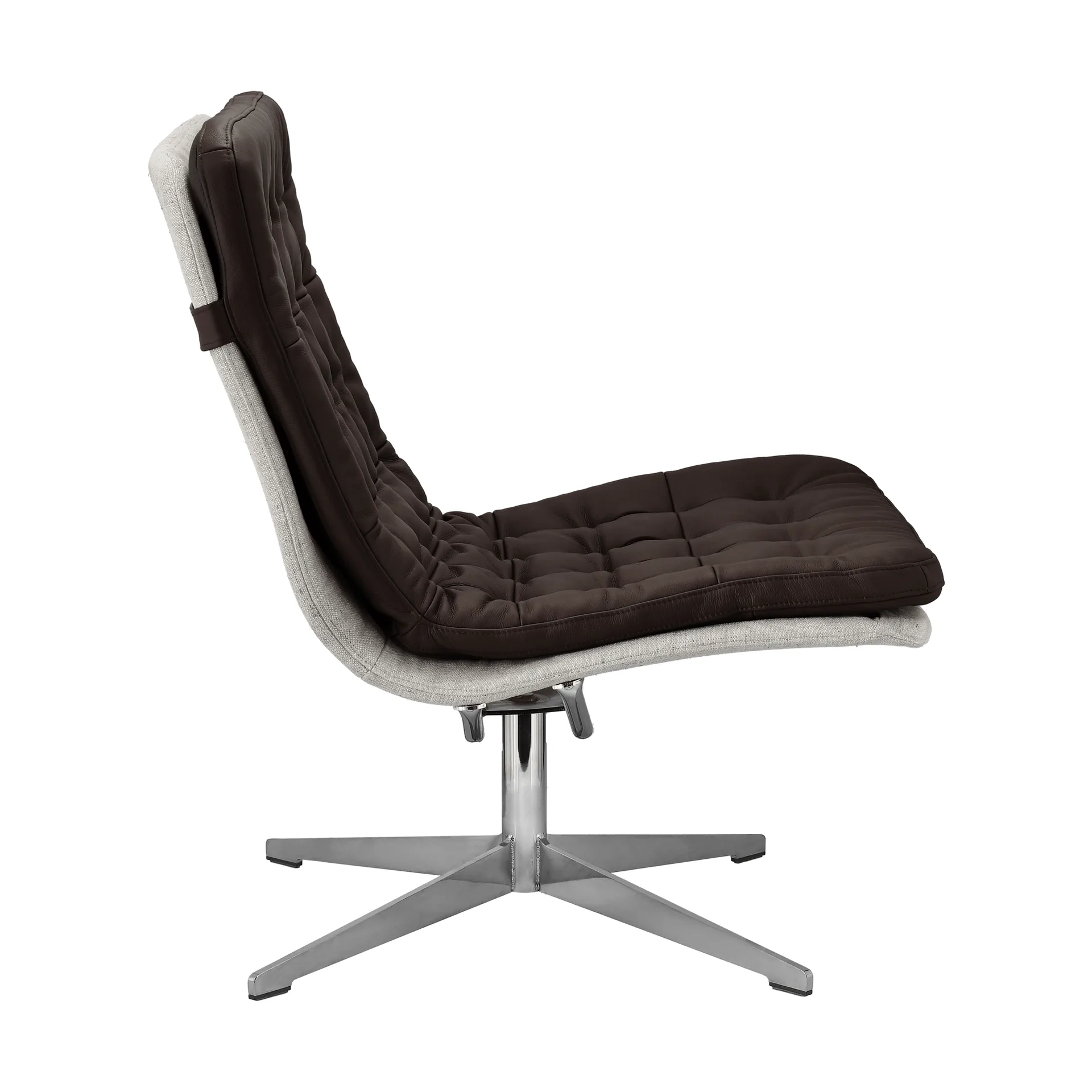 Loholm fåtölj med snurrfunktion, Mörkbrunt läder-Bern Beige 0341 1898