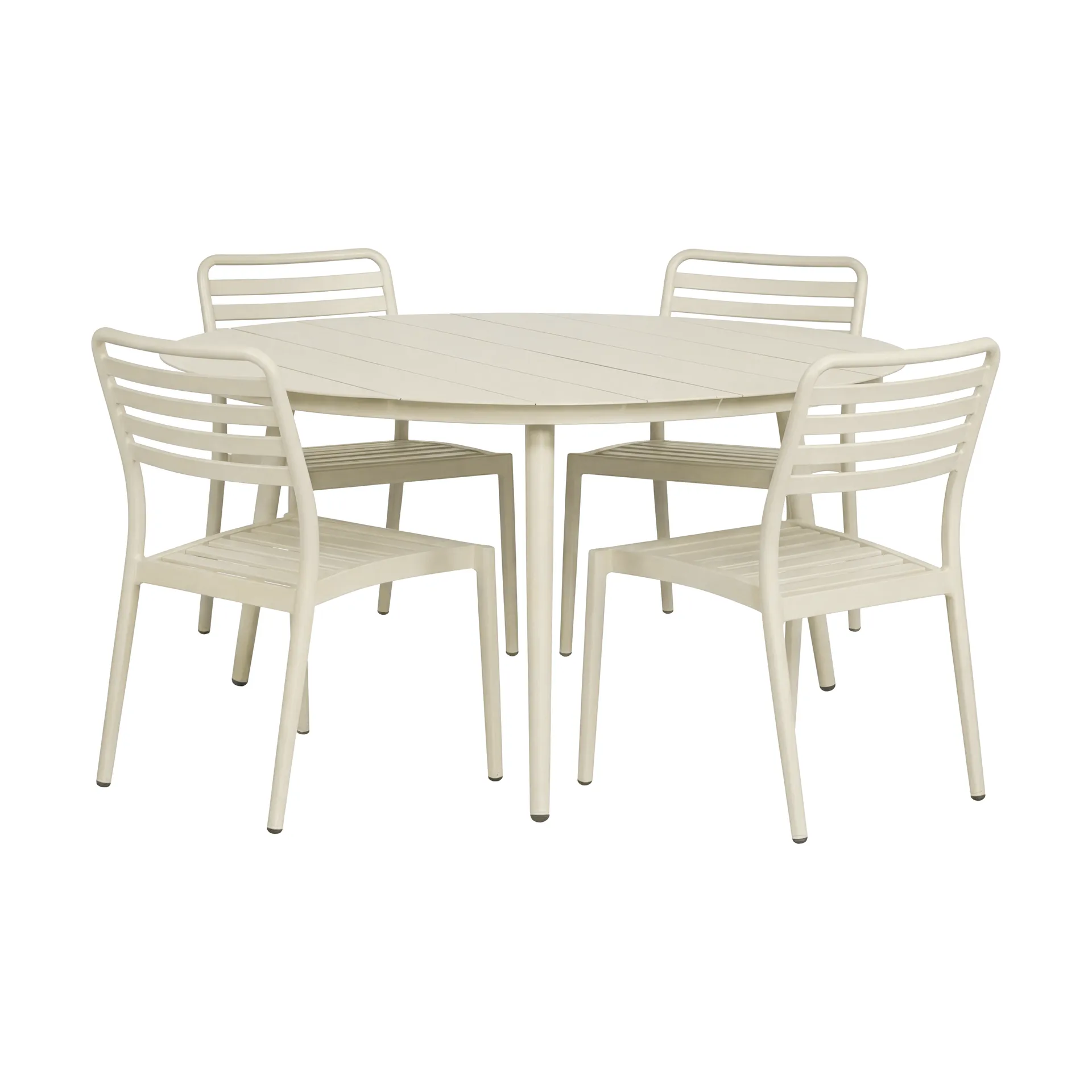 Marsala matbord Ø140 cm + 4 st Messina stol, Off white,  1898