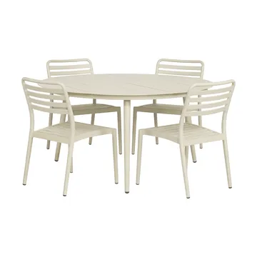 Marsala matbord Ø140 cm + 4 st Messina stol, Off white - 1898