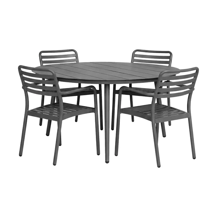 Marsala matbord Ø140 cm + Messina karmstol 4 st, Anthracite - 1898
