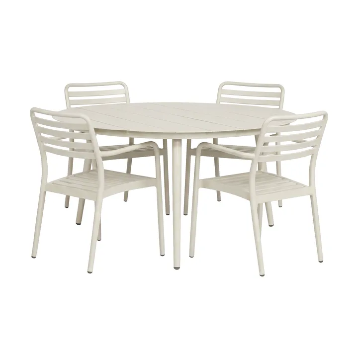 Marsala matbord Ø140 cm + Messina karmstol 4 st, Off white - 1898