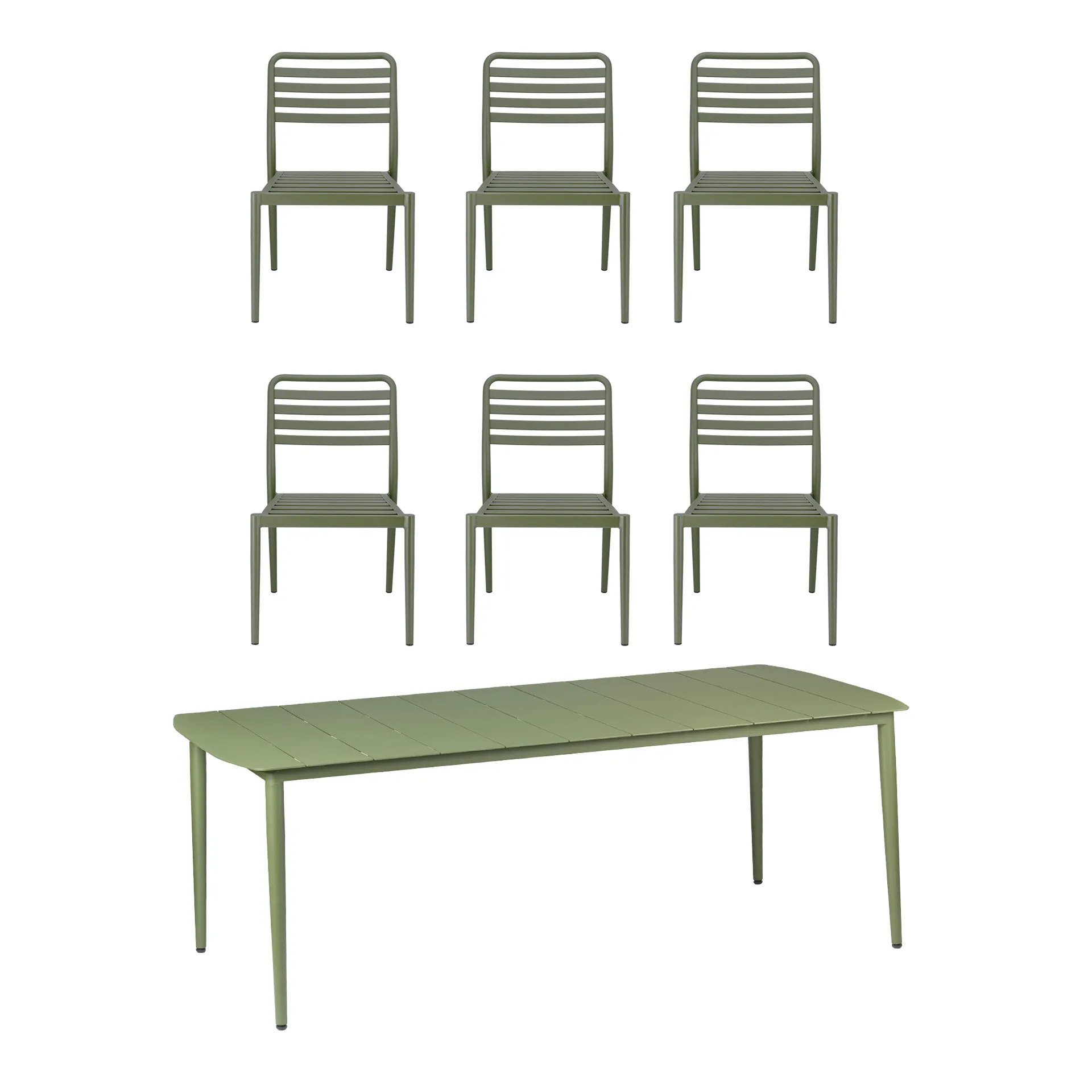 Marsala matbord 208x100 cm + Messina stol 6 st, Moss green,  1898