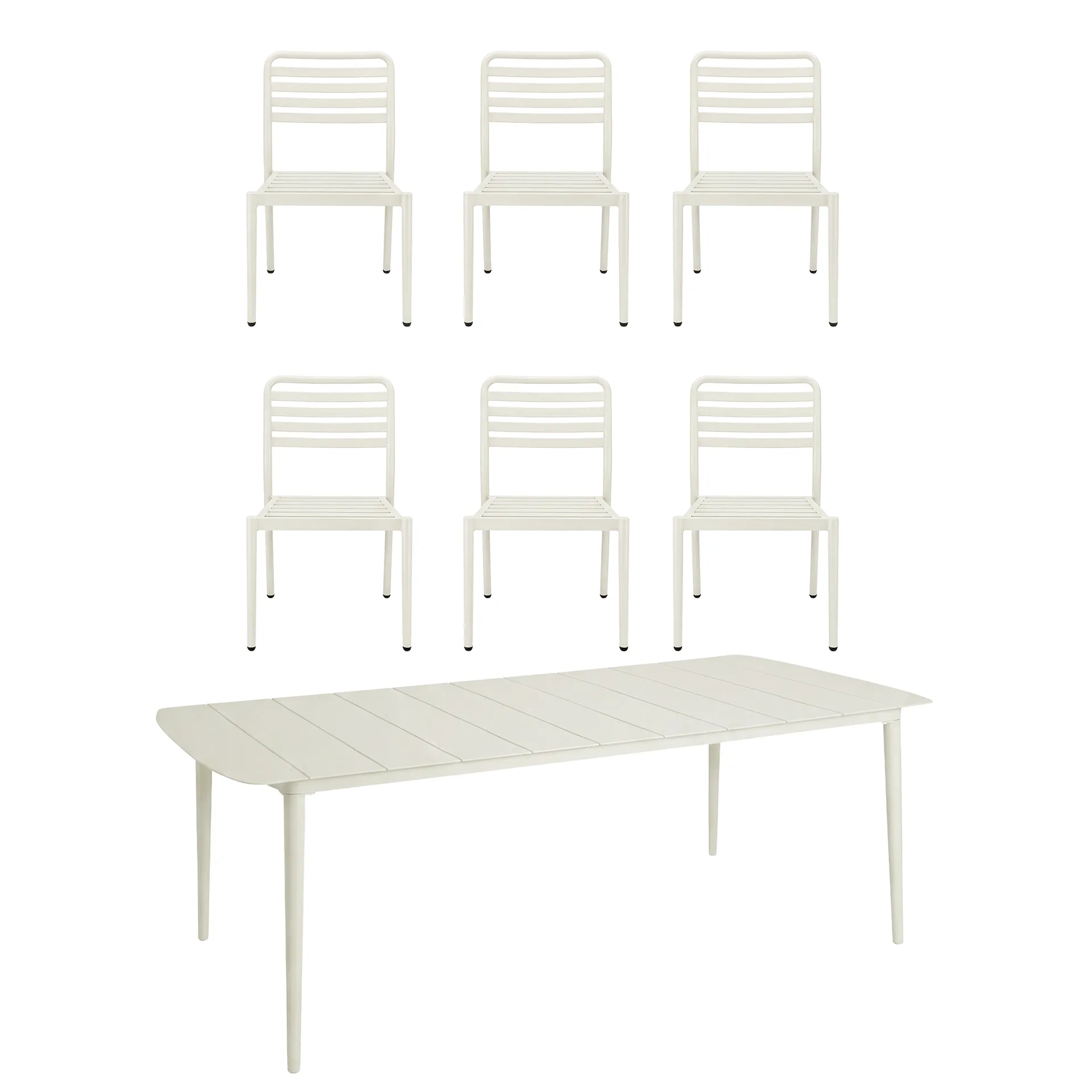 Marsala matbord 208x100 cm + Messina stol 6 st, Off white,  1898
