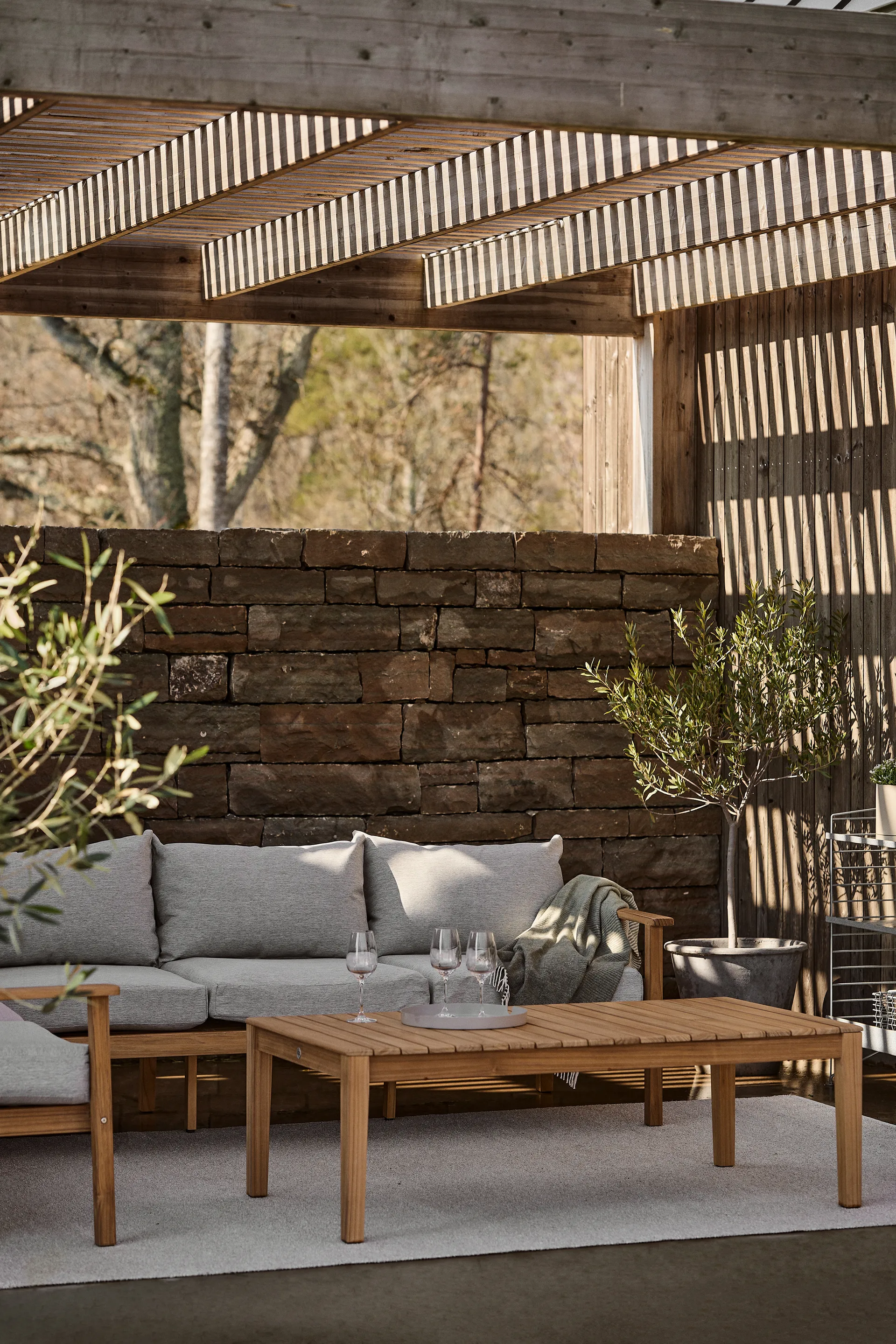 Stockaryd hörnsoffa teak/light grey 1898