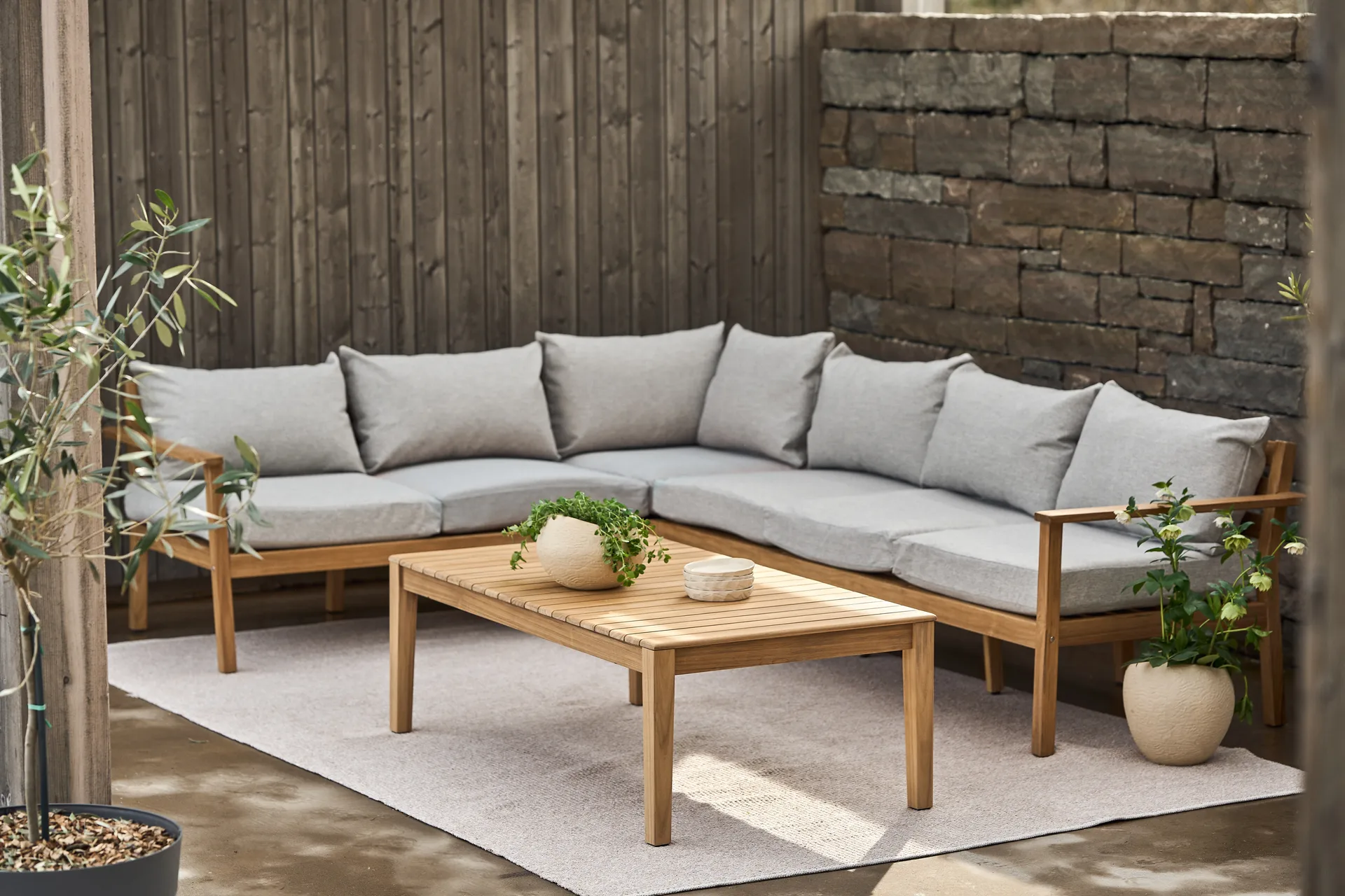 Stockaryd soffmodul hörndel teak/light grey,  1898