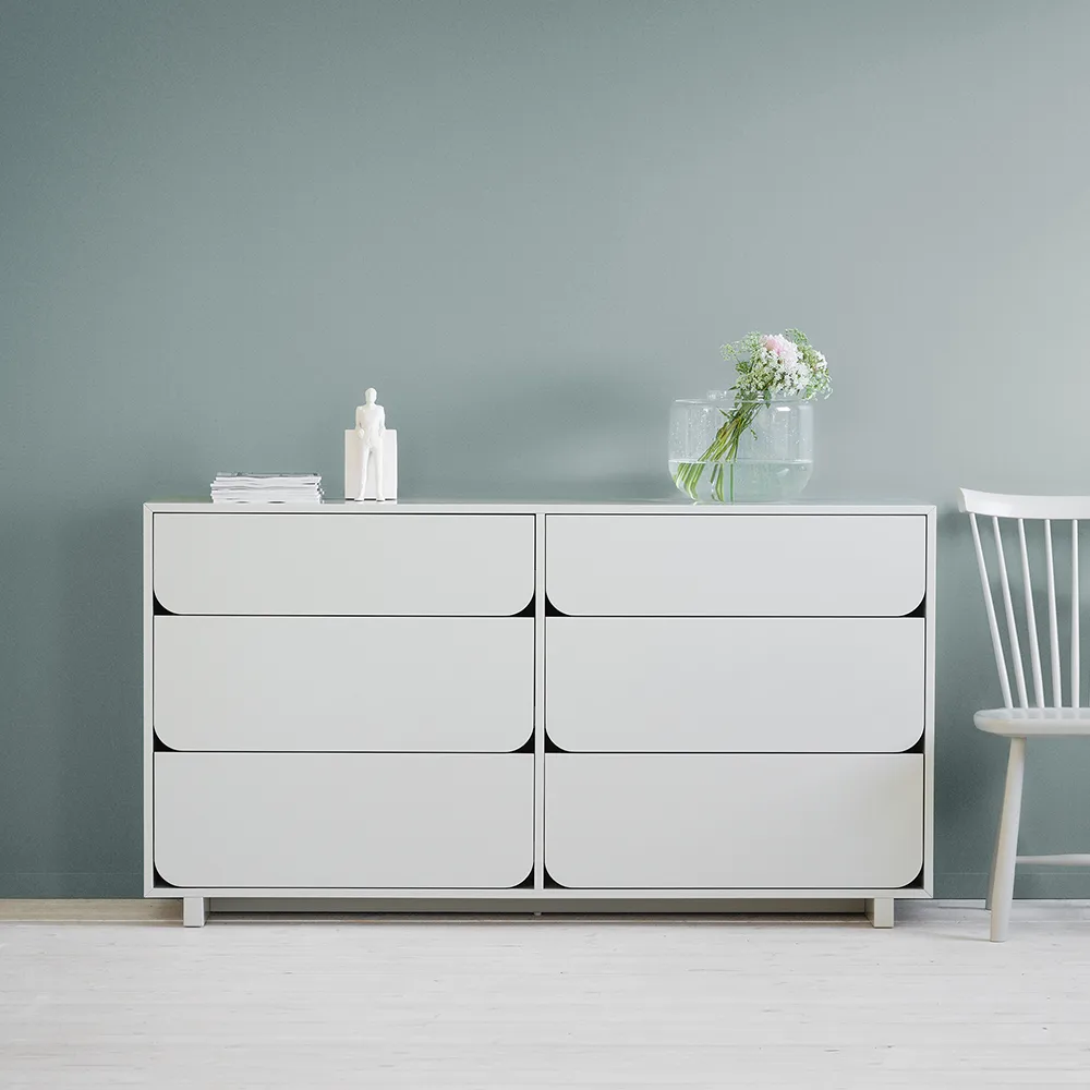 Vidja dubbel byrå, vit lack, 6 lådor 1898