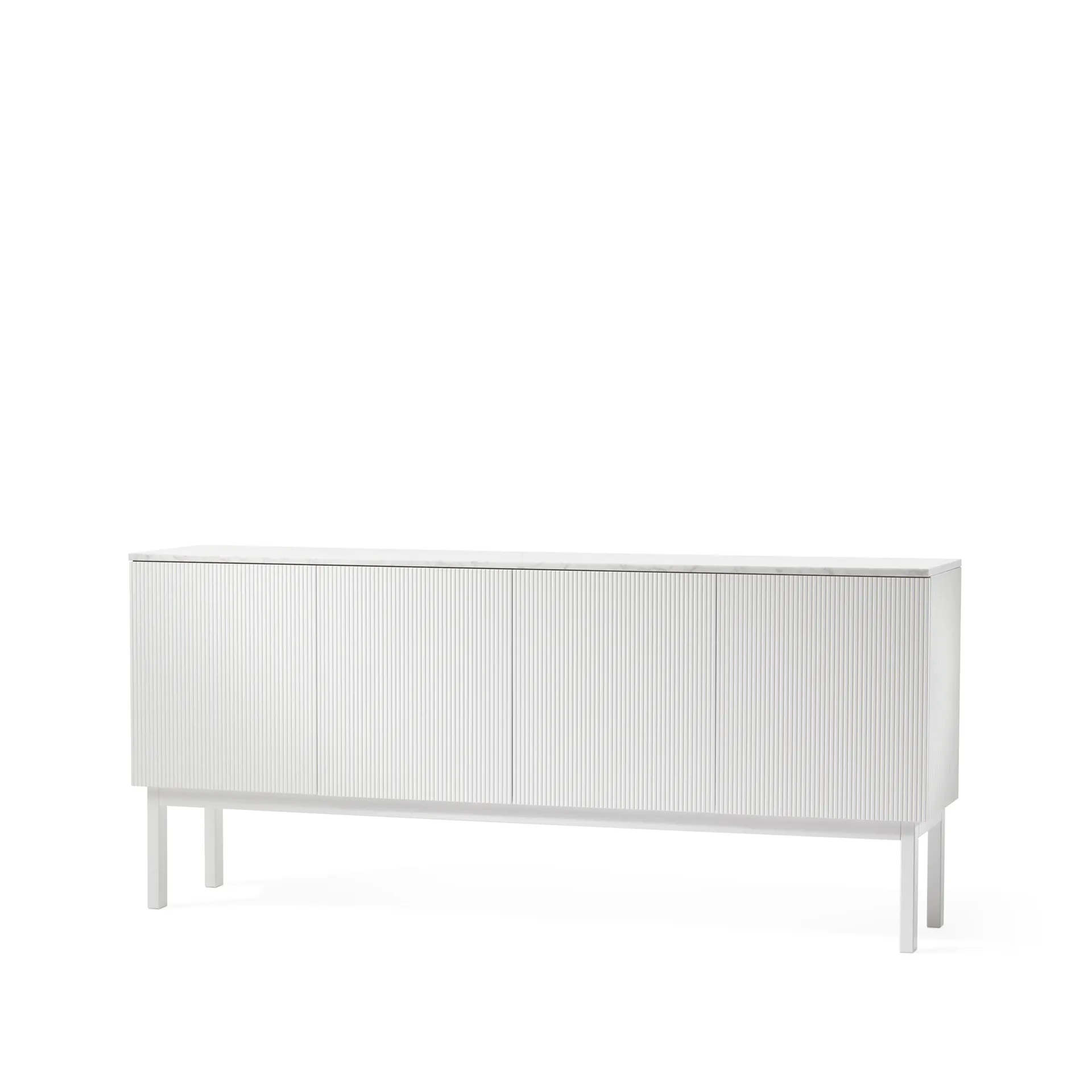 Beam sideboard, vit lack, vitt stativ, toppskiva i carrara marmor A2