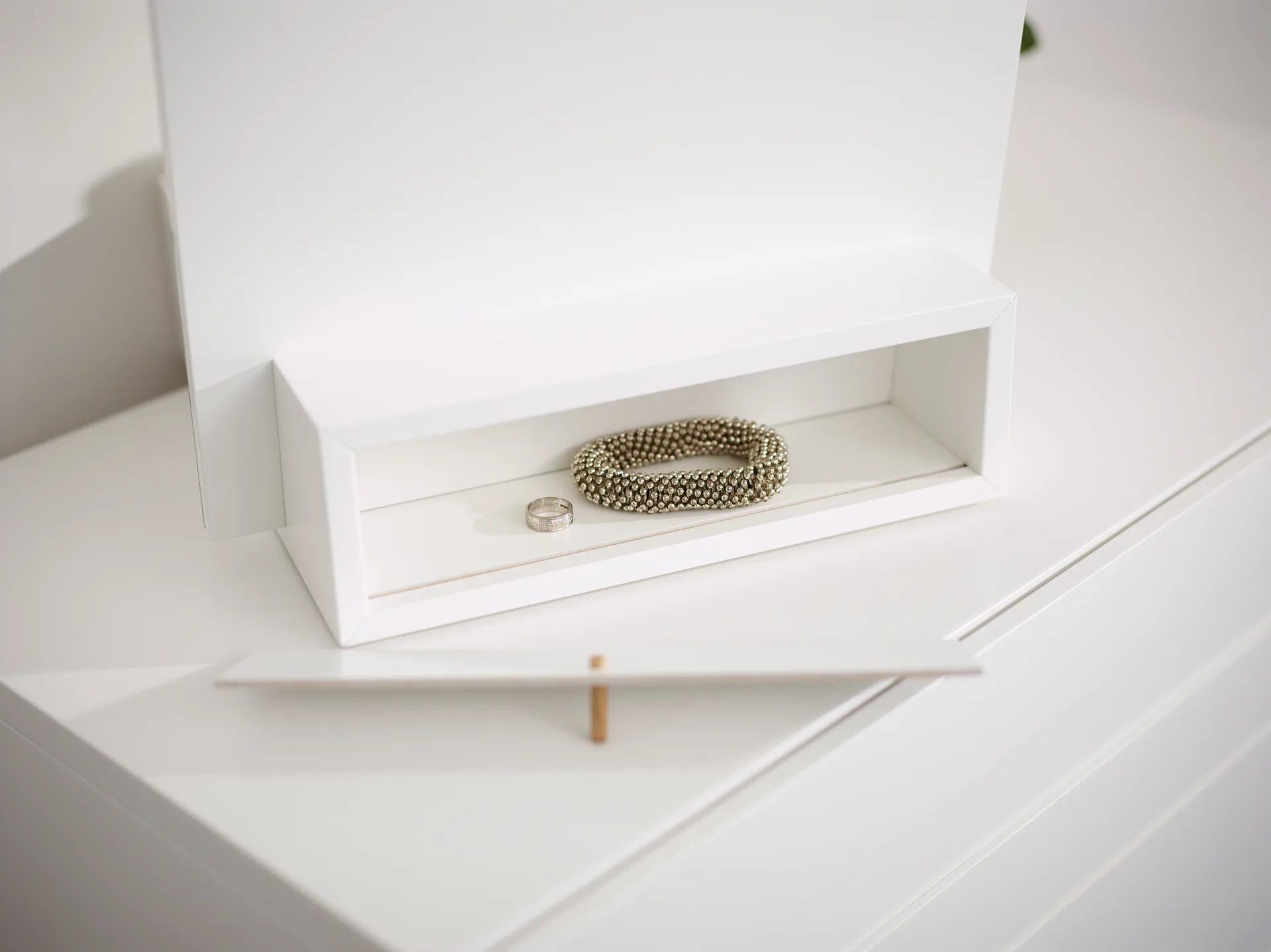 Me bordsspegel med förvaring, Vit, 34x57x30 cm A2