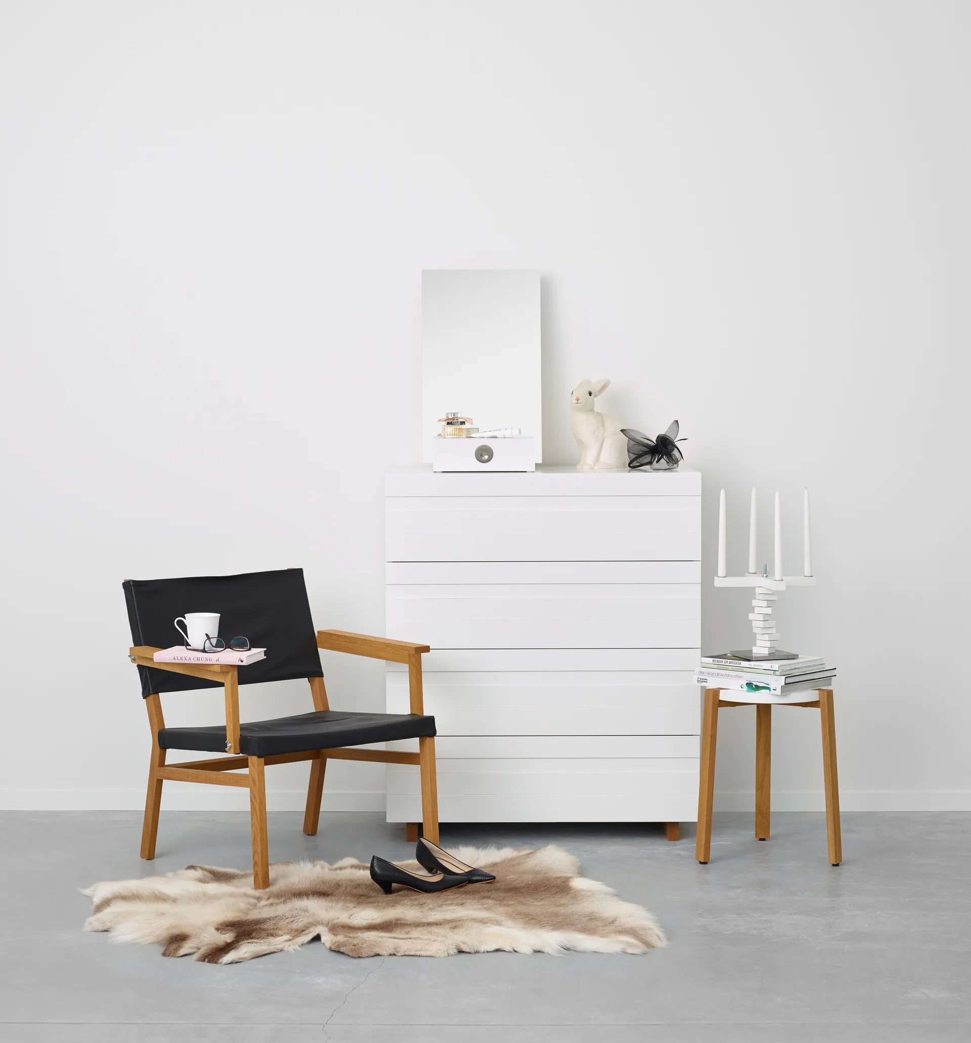 Me bordsspegel med förvaring, Vit, 34x57x30 cm A2