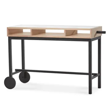 Shift skrivbord med hjul - Vitoljad ek-svart - A2