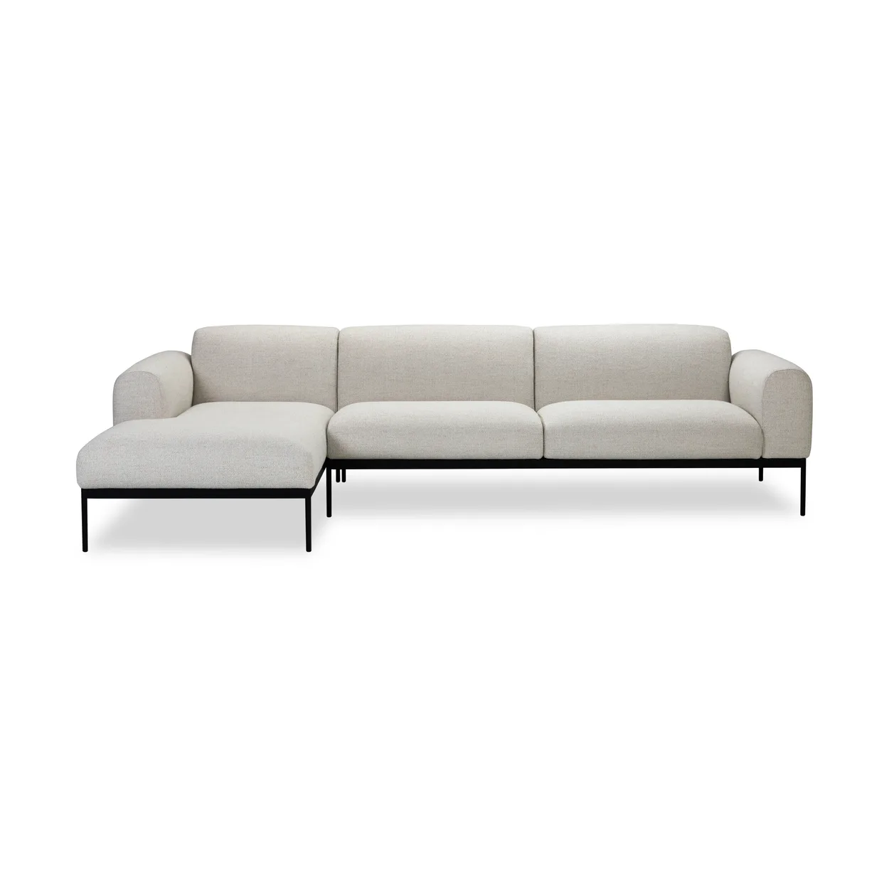 Adea Bon soffa 3-sits divan vänsterställd Bohemian 000 vit-svarta ben