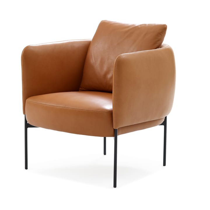 Bonnet Club Chair fåtölj, Master 53 Whisky läder-svarta ben Adea