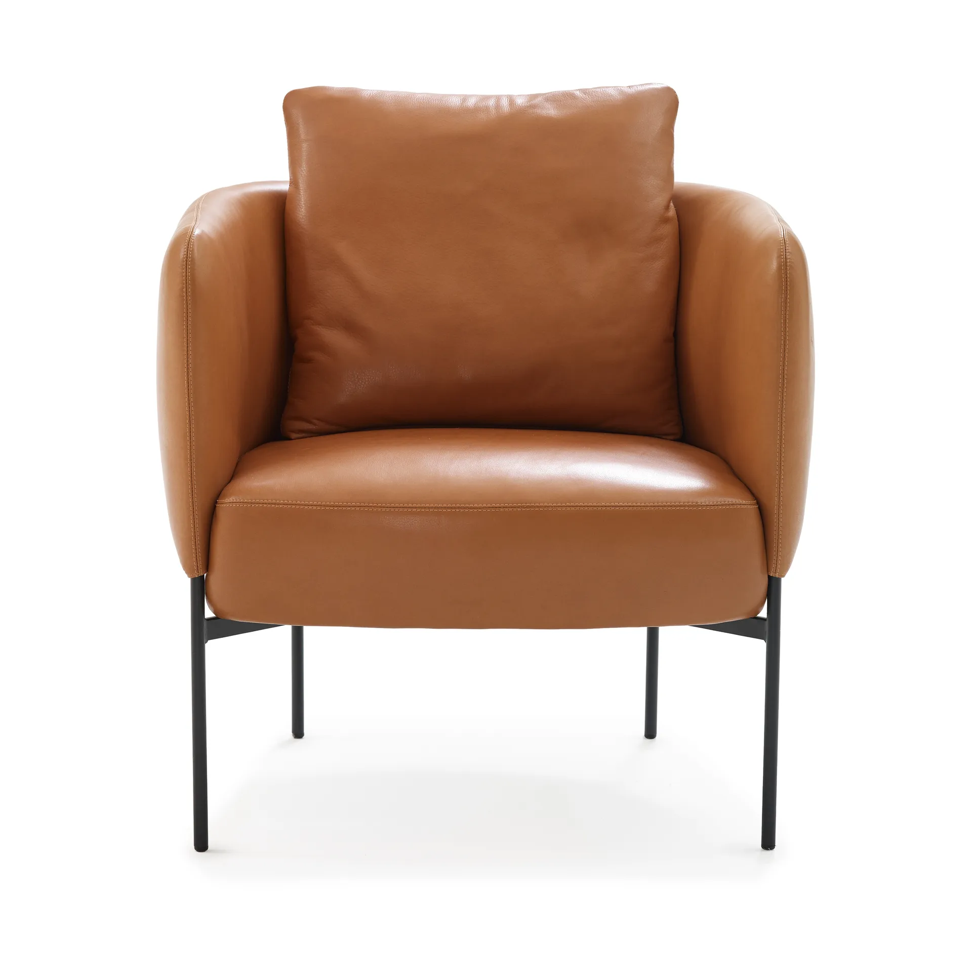 Bonnet Club Chair fåtölj, Master 53 Whisky läder-svarta ben Adea