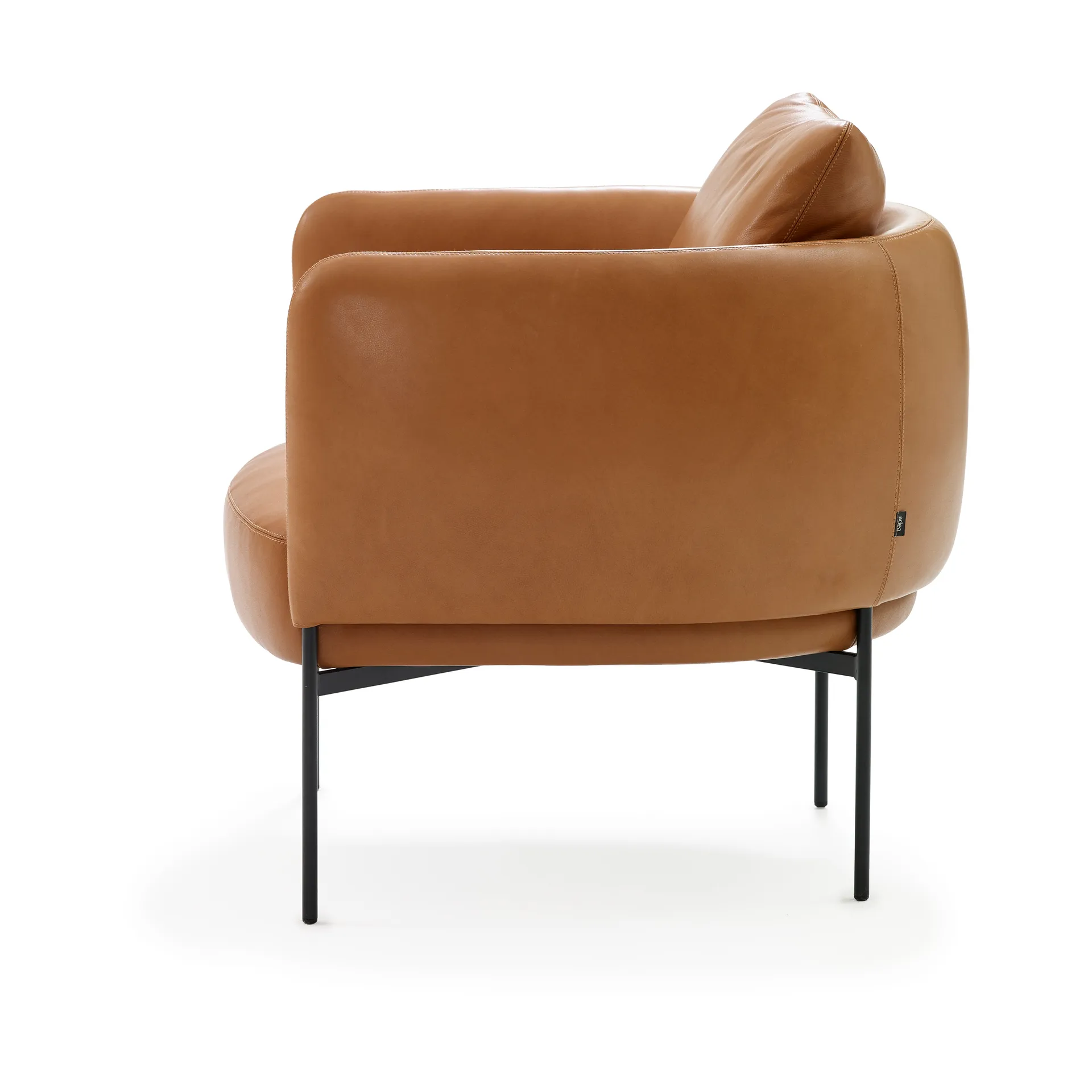 Bonnet Club Chair fåtölj, Master 53 Whisky läder-svarta ben Adea