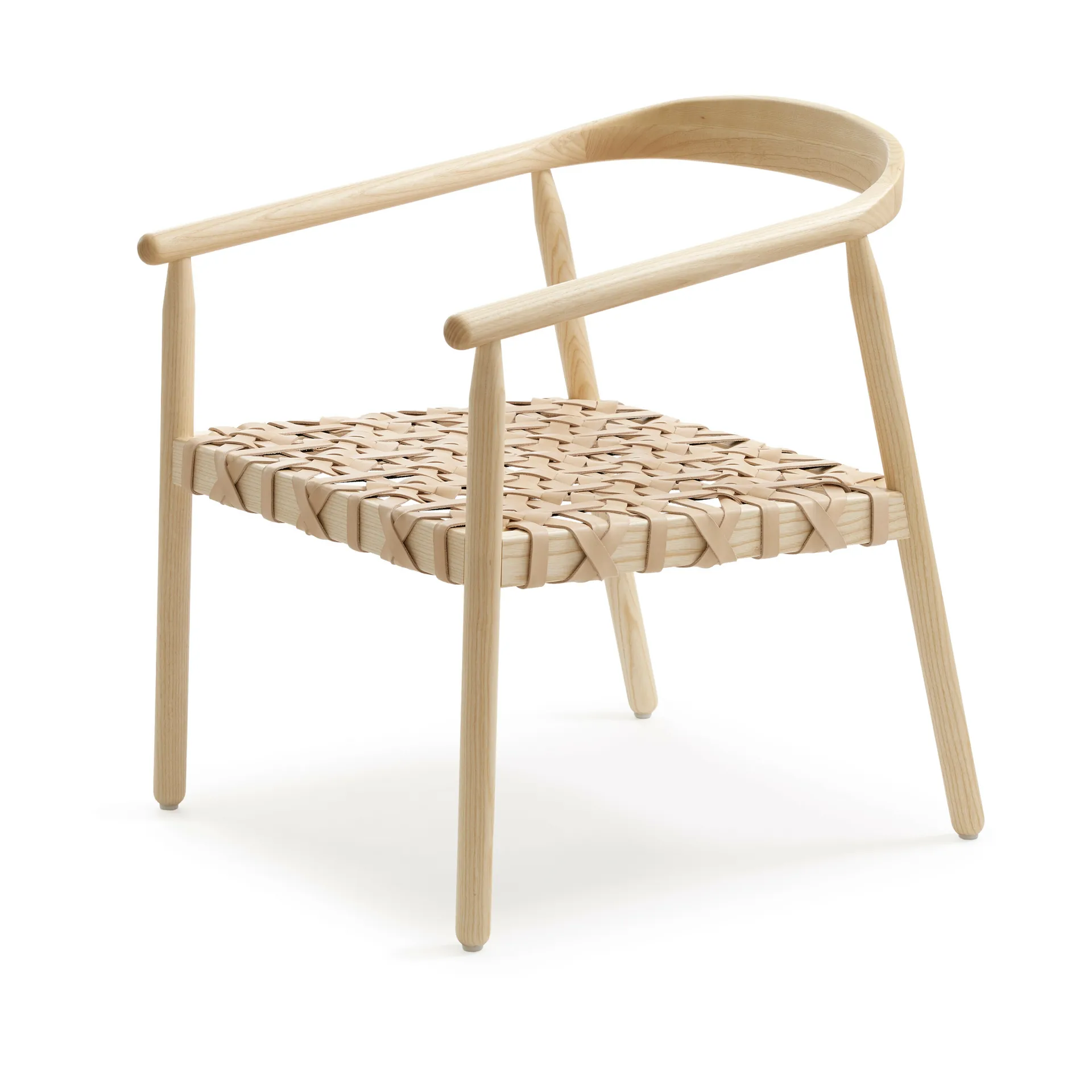 Fay fåtölj, ask, flätad lädersits Adea