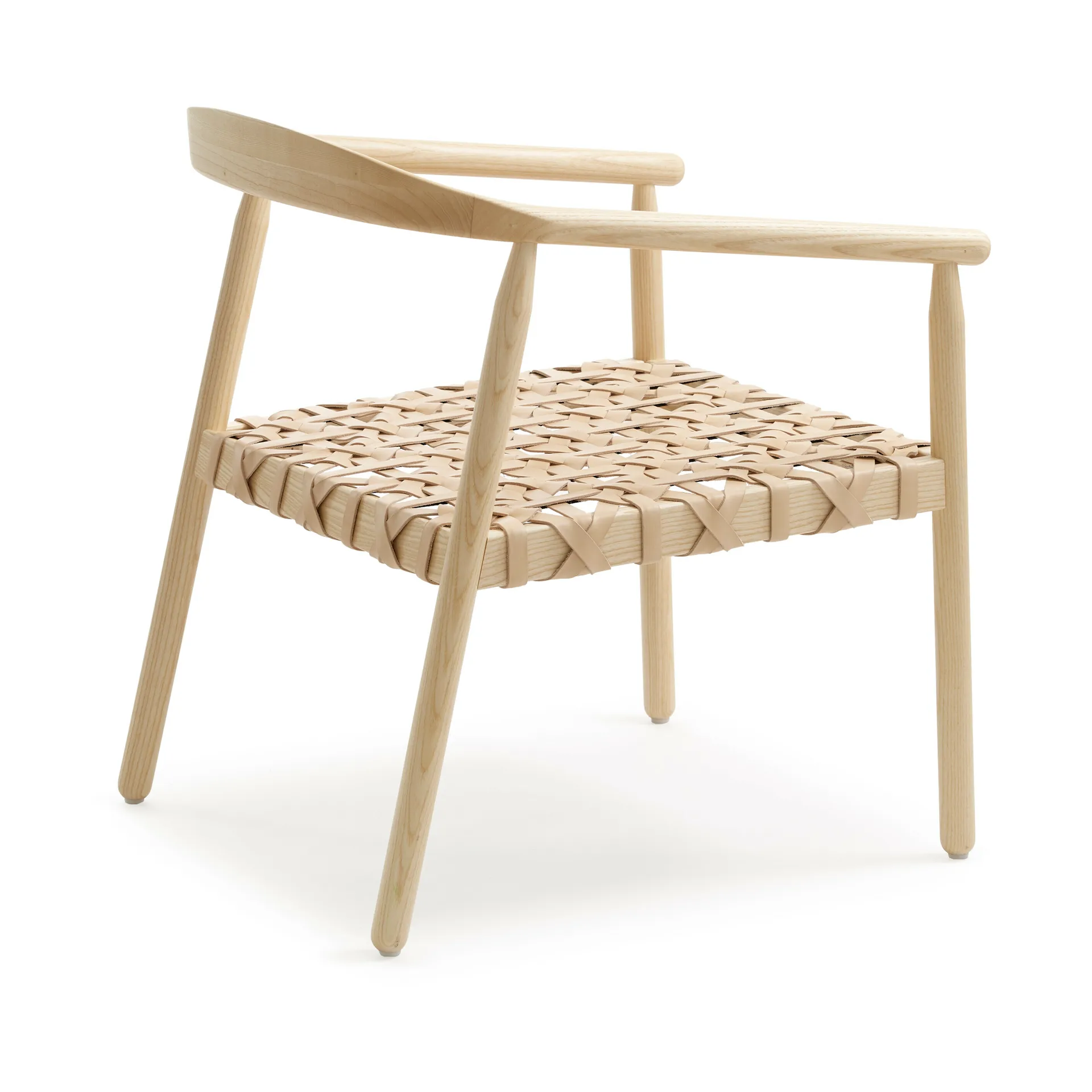 Fay fåtölj, ask, flätad lädersits Adea