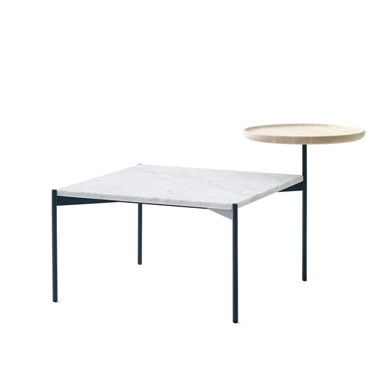 Plateau med bricka soffbord - marmor vit-svart underrede-bricka i ask-60x60 - Adea