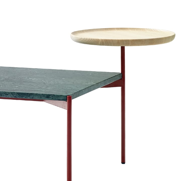 Plateau med bricka soffbord, marmor vit-svart underrede-bricka i ask-60x60 Adea