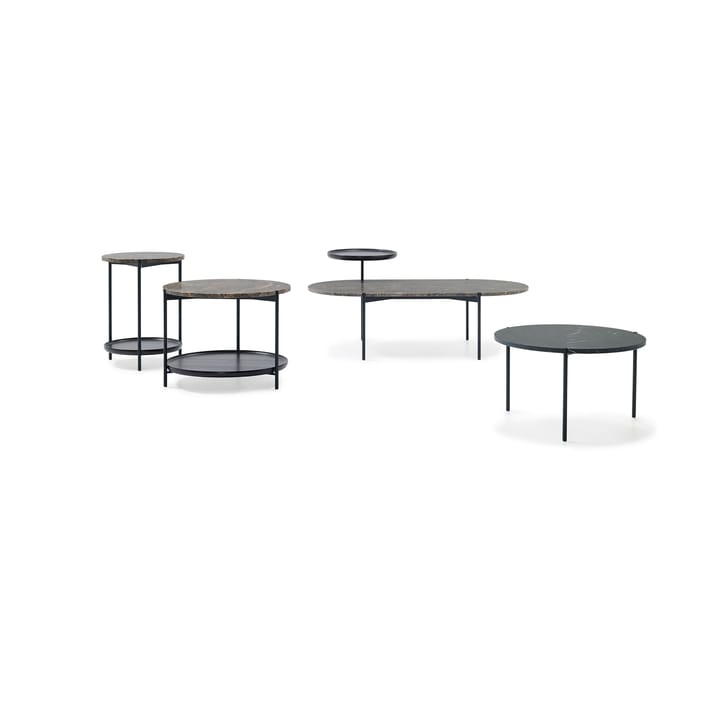 Plateau soffbord Ø60 cm, Marmor svart-svarta ben-H35 Adea