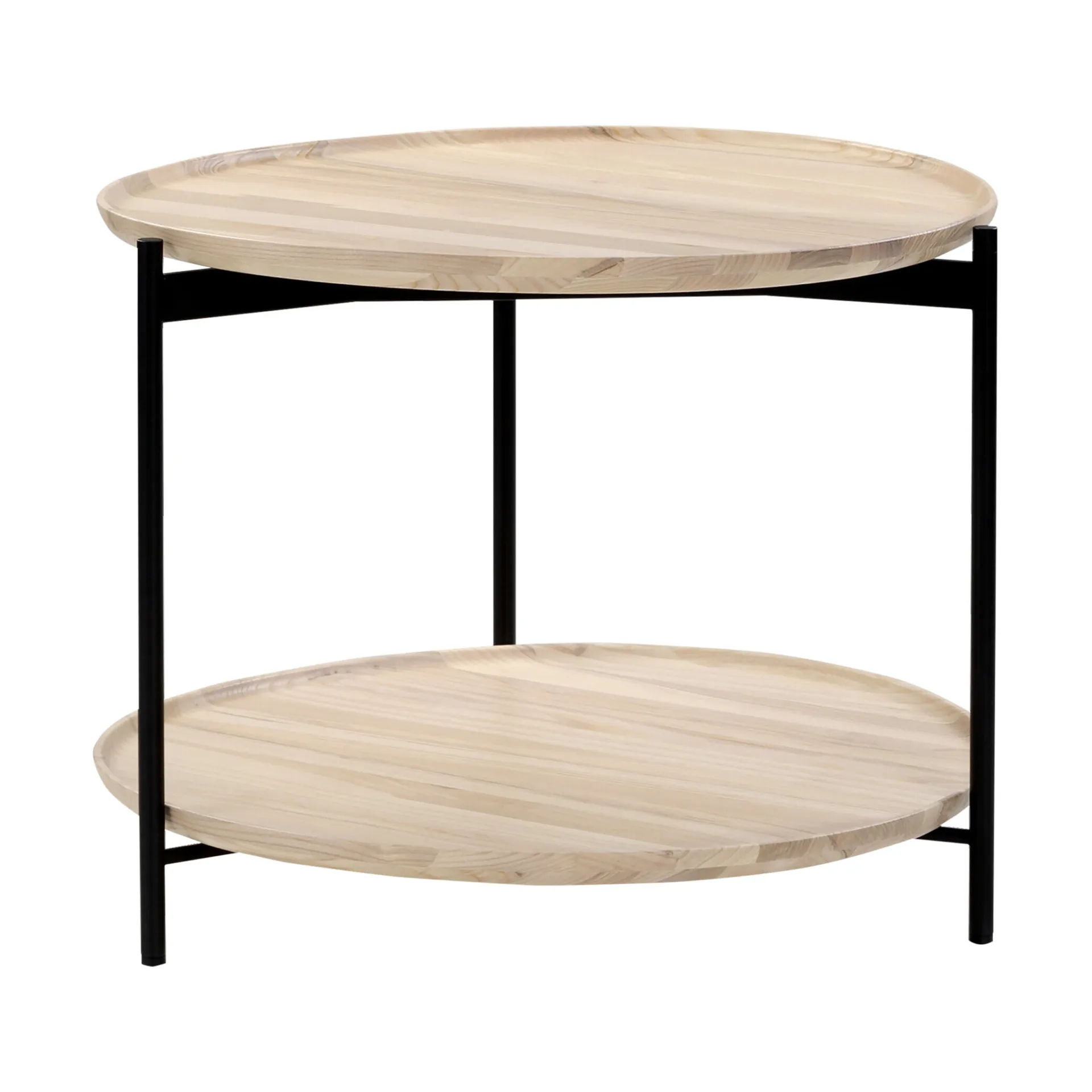 Plateau Wood soffbord Ø58 cm, Ask vit-svarta ben-H45 Adea