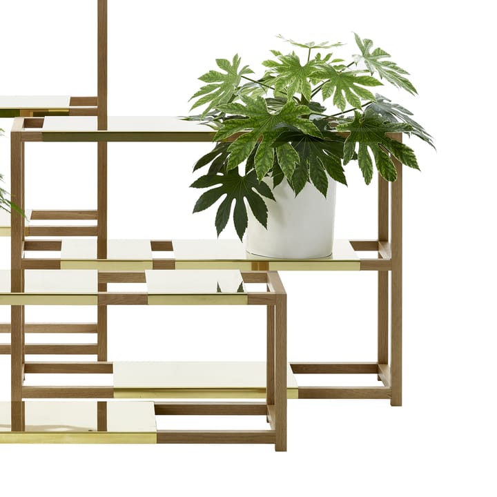 The Botanic Shelf High hylla, ek svartbetsad, svarta stålhyllor Adea