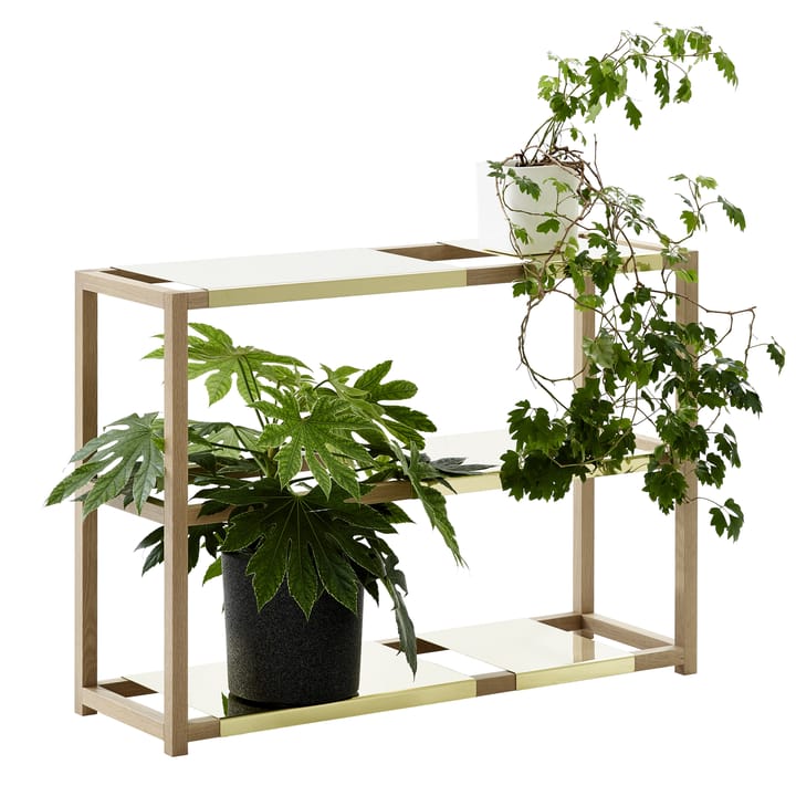 The Botanic Shelf High hylla, ek svartbetsad, svarta stålhyllor Adea