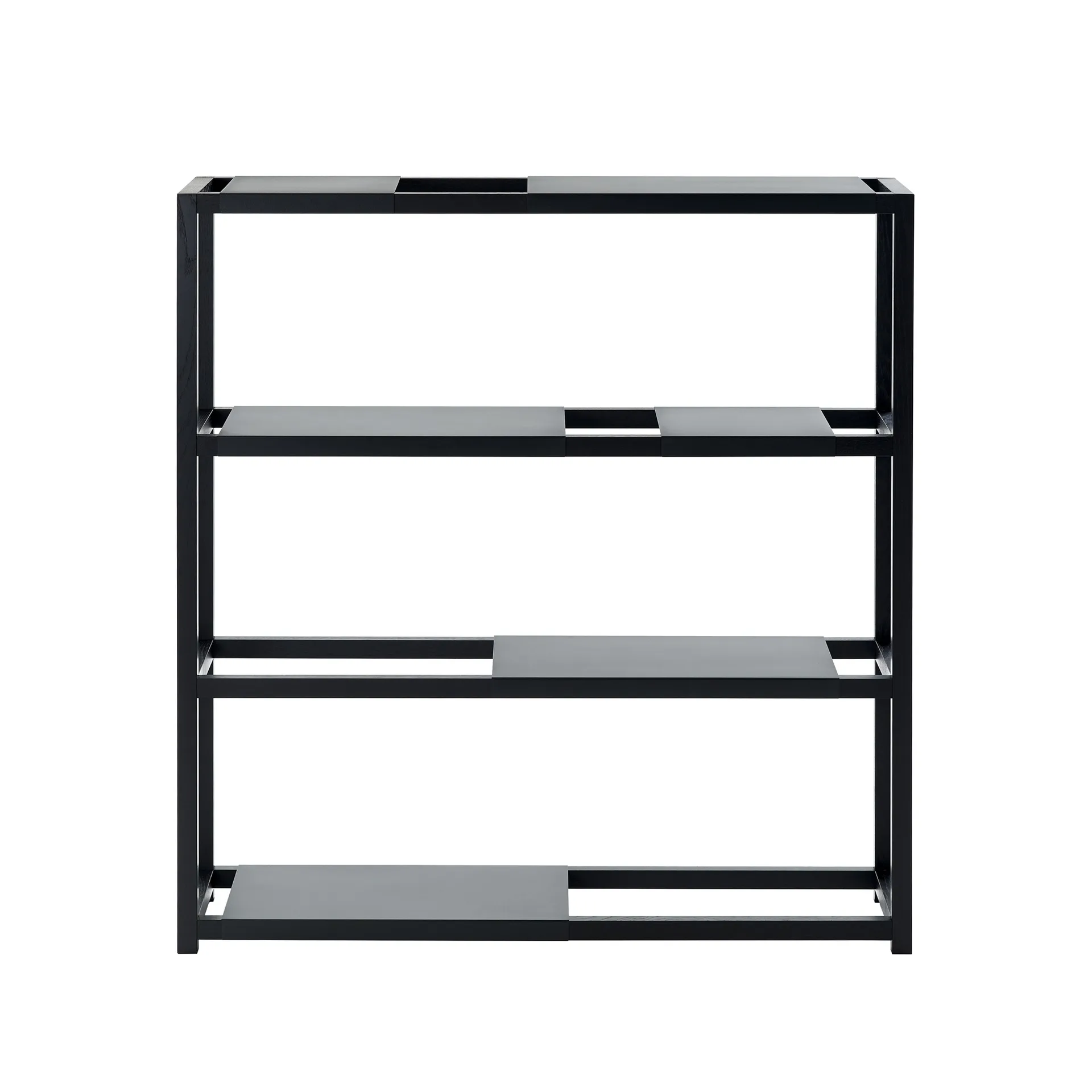 The Botanic Shelf High hylla, ek svartbetsad, svarta stålhyllor Adea