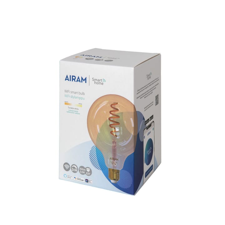 Airam Smarta Hem Filament LED-glob ljuskälla - amber, 125mm, spiral e27, 6w - Airam