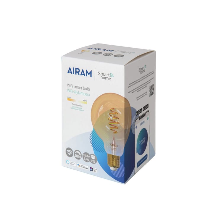 Airam Smarta Hem Filament LED-glob ljuskälla - amber, 95mm, spiral e27, 6w - Airam