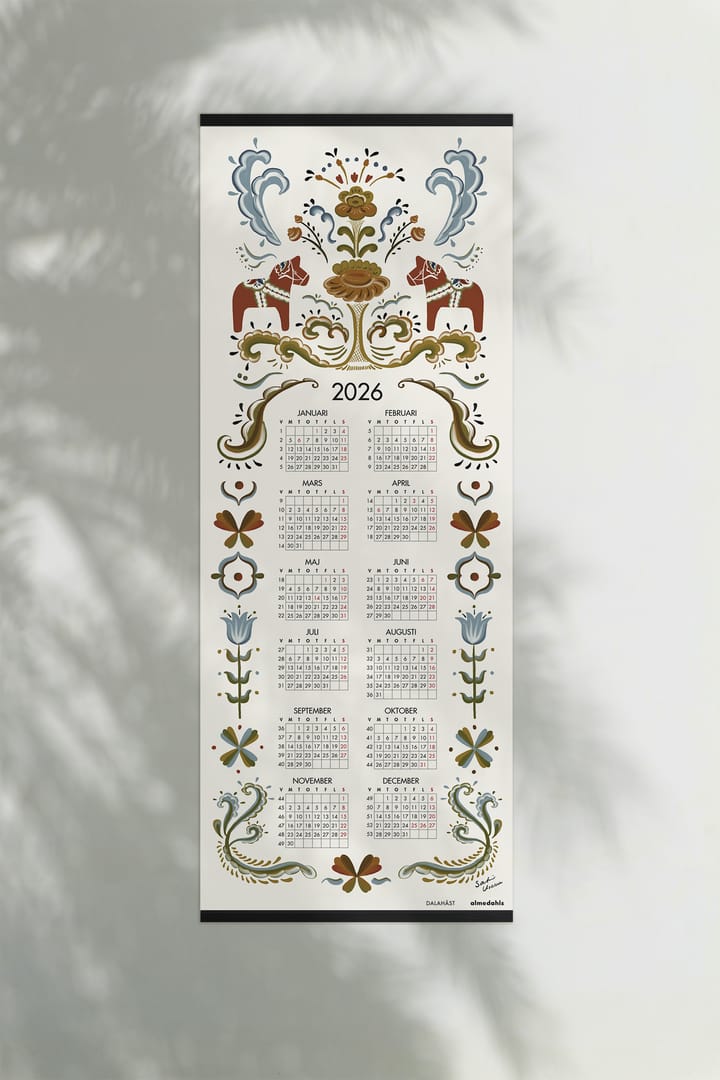 Dalahäst kalender 2026, 35x90 cm Almedahls