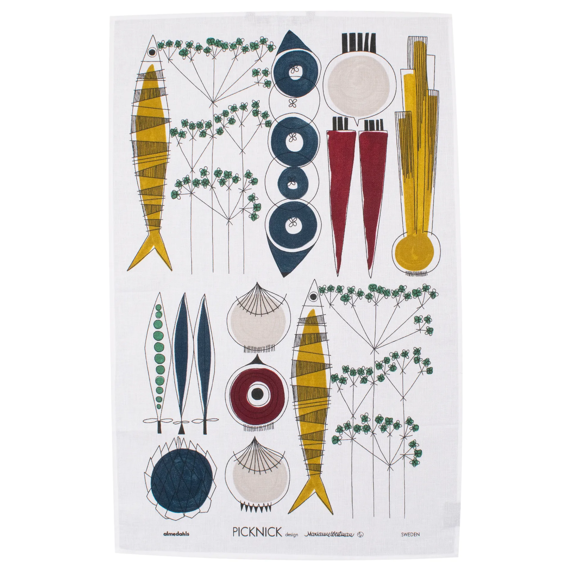 Picknick kökshandduk, Blå-multi Almedahls