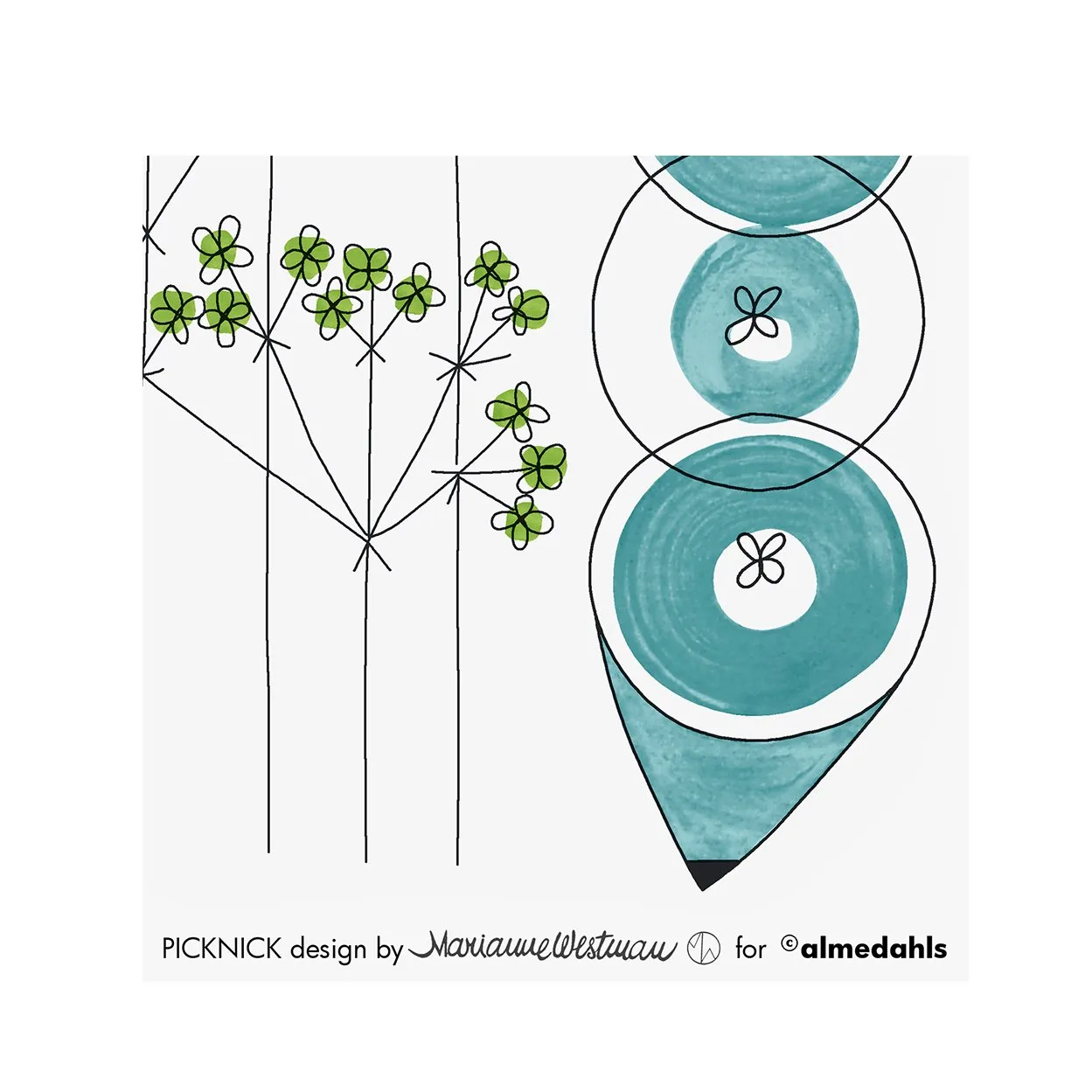 Picknick servett 20-pack, Blå-vit Almedahls