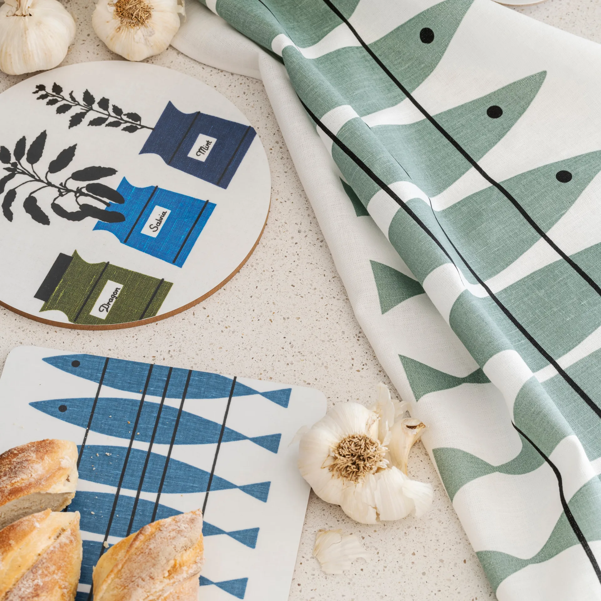 Sill kökshandduk, Grön-grå Almedahls