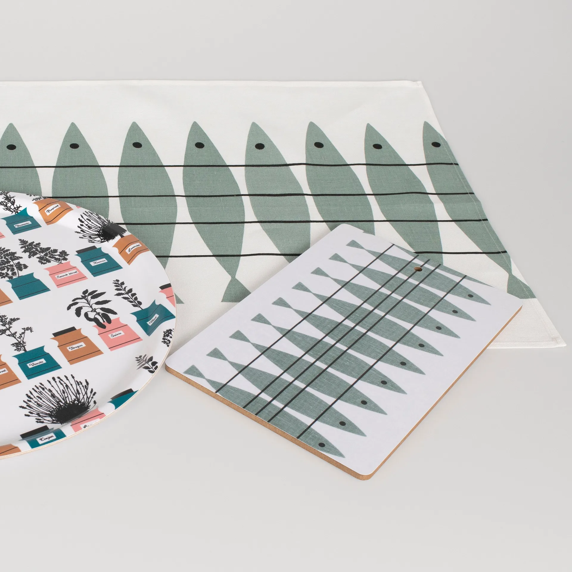 Sill kökshandduk, Grön-grå Almedahls