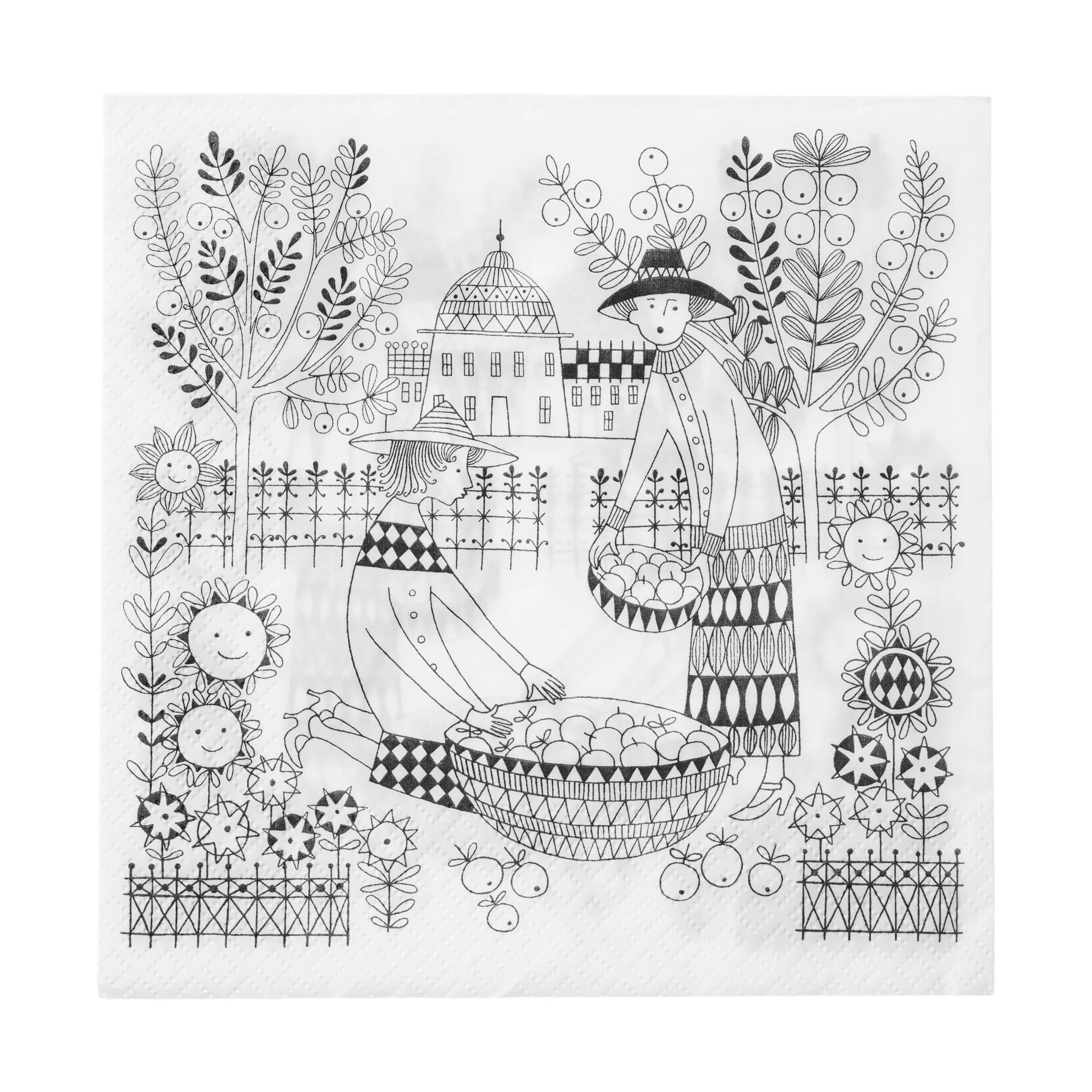 Emilia pappersservetter 33x33 cm 20-pack, Svart-vit Arabia