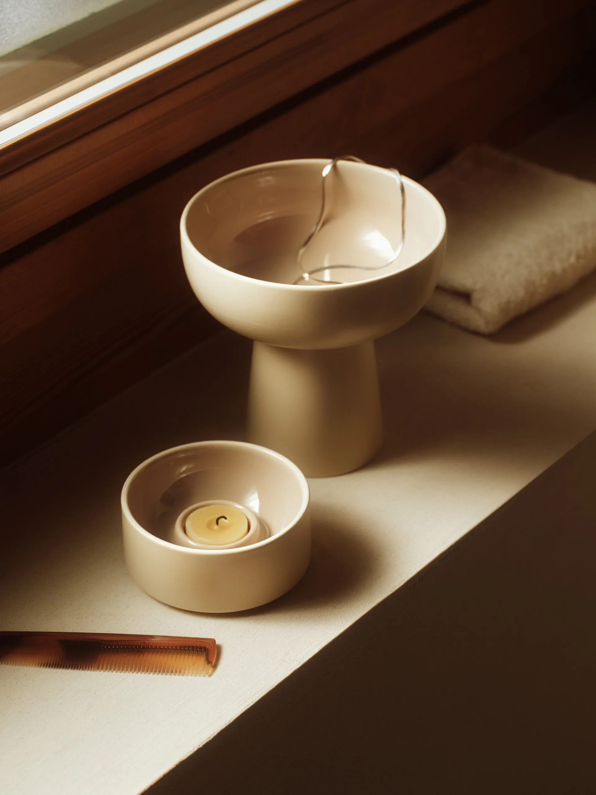 Kirnu ljuslykta Ø11x5 cm, Beige Arabia